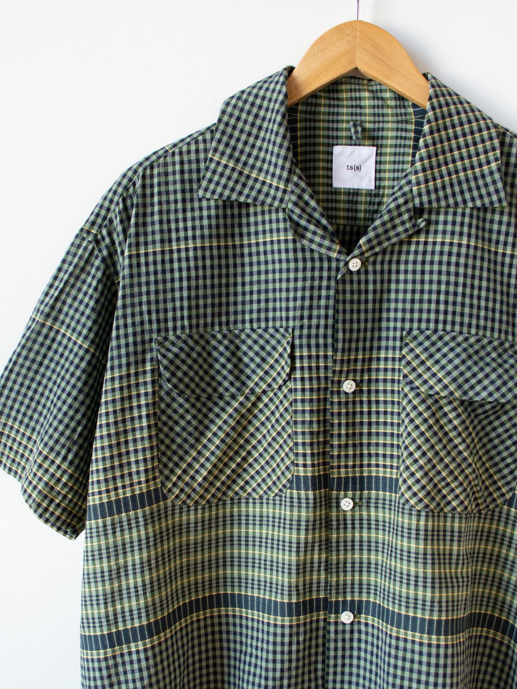 Namu Shop - ts(s) Gingham Plaid Silk S/S Baggy Shirt - Green