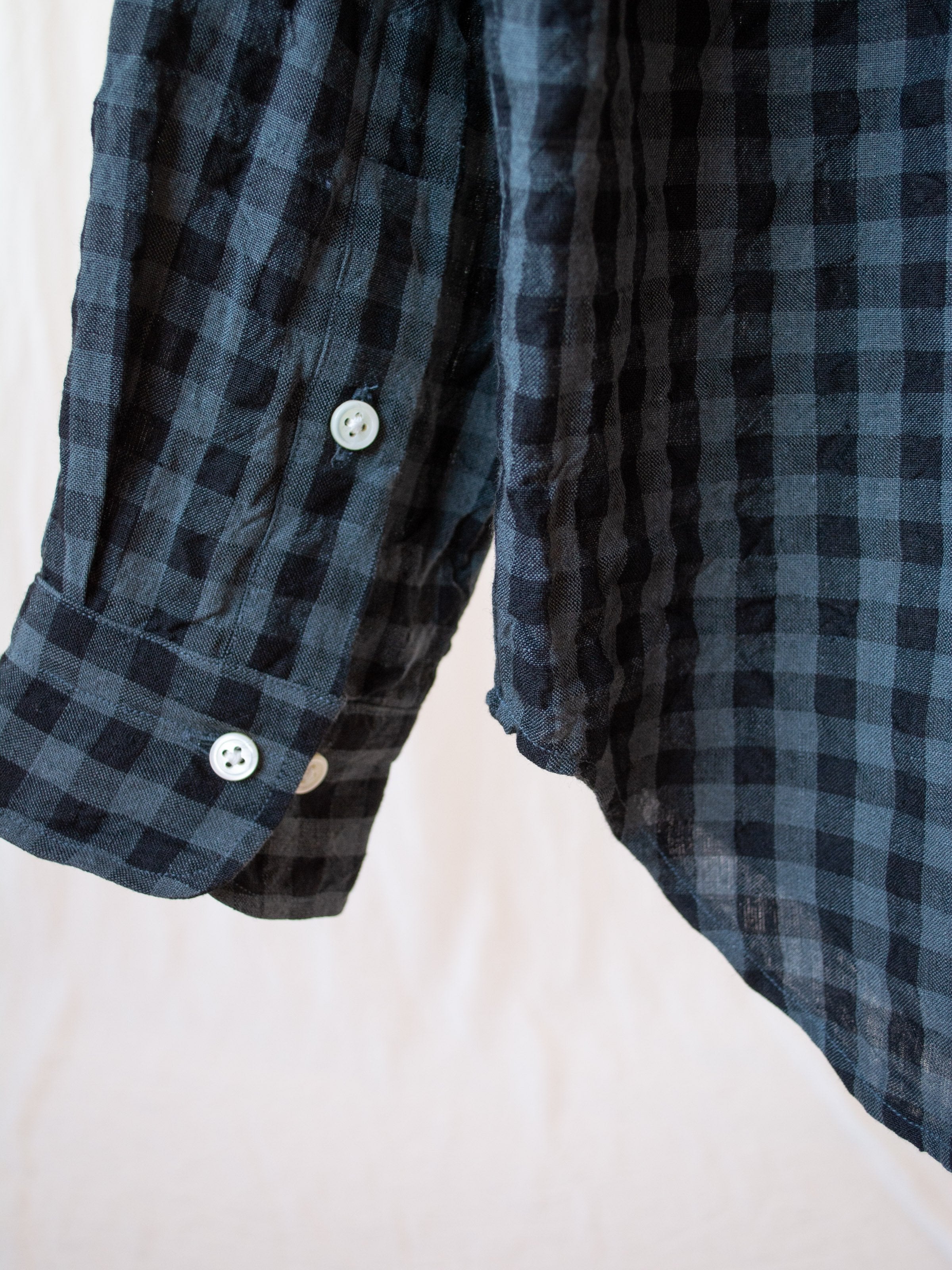 Namu Shop - ts(s) Irish Linen Baggy Shirt - Gray Gingham