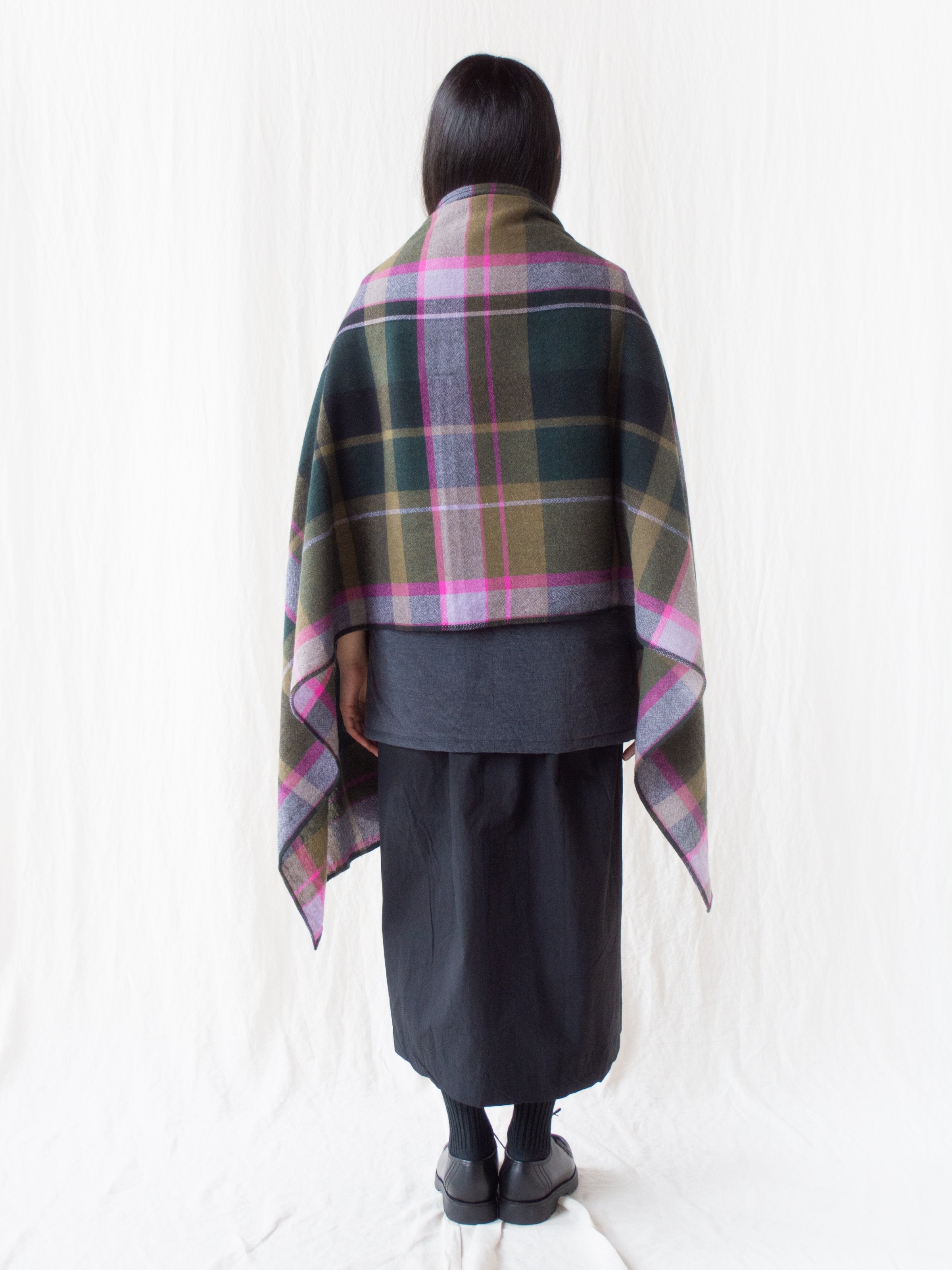 Namu Shop - ts(s) Large Pitch Plaid Wool Scarf - Green