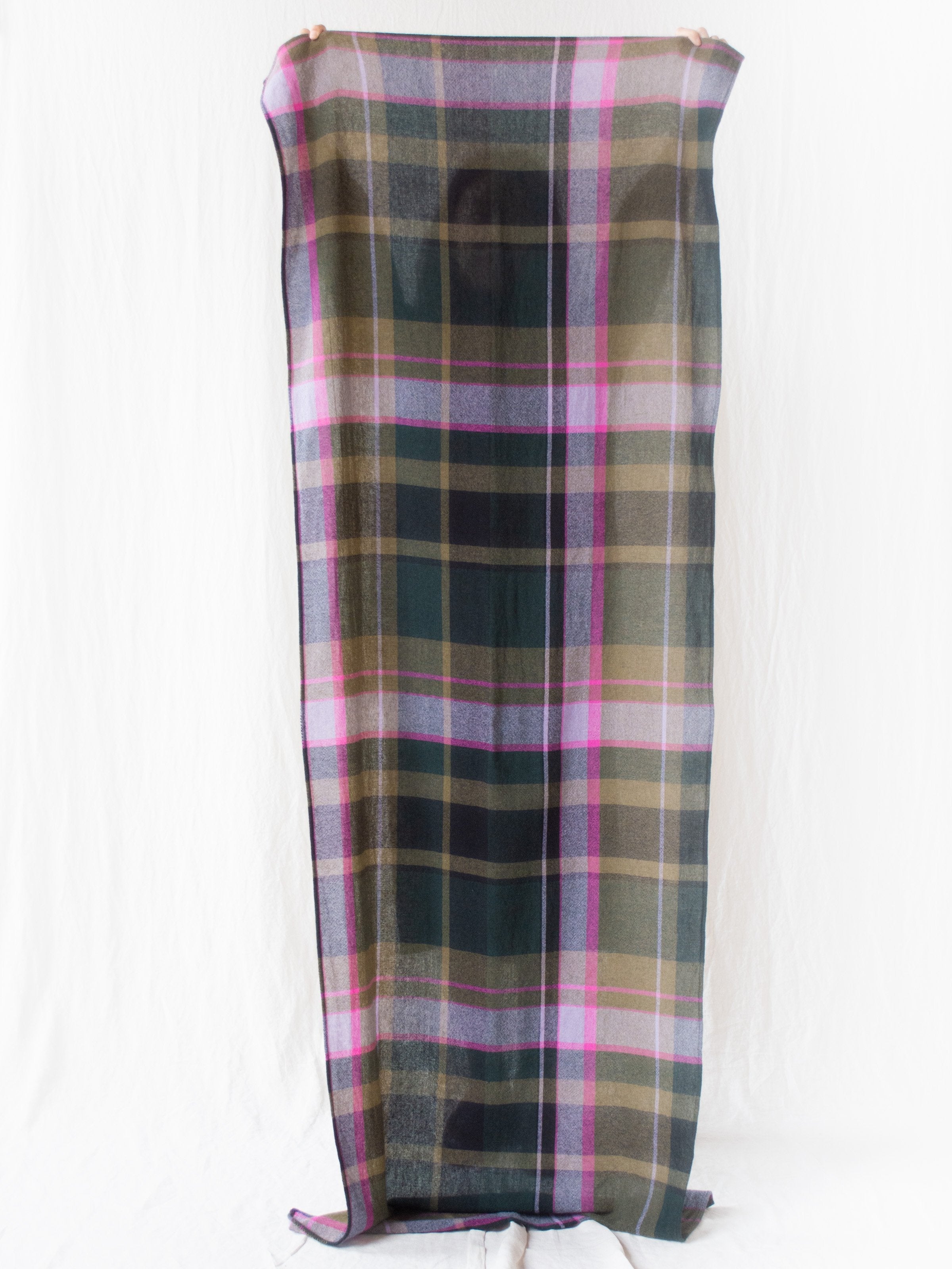 Namu Shop - ts(s) Large Pitch Plaid Wool Scarf - Green