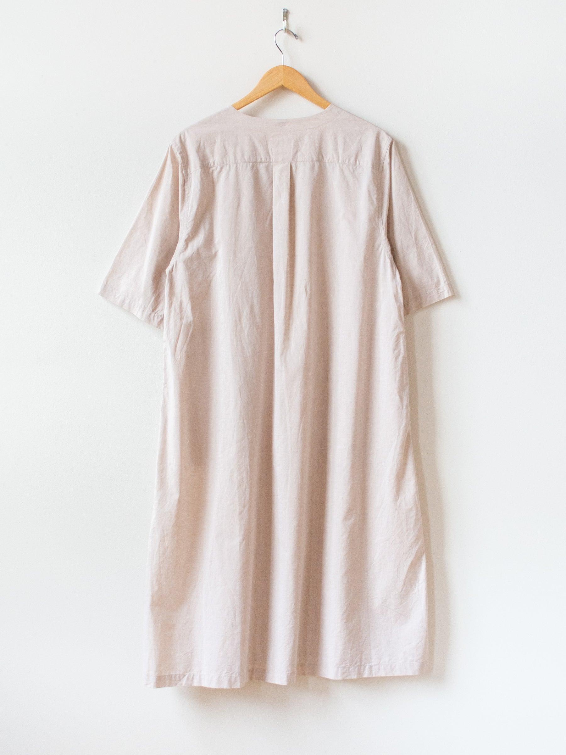 Lightweight Chambray Pullover Shirt Dress - Pink Beige Lightweight Chambray Pullover Shirt Dress - Pink Beige