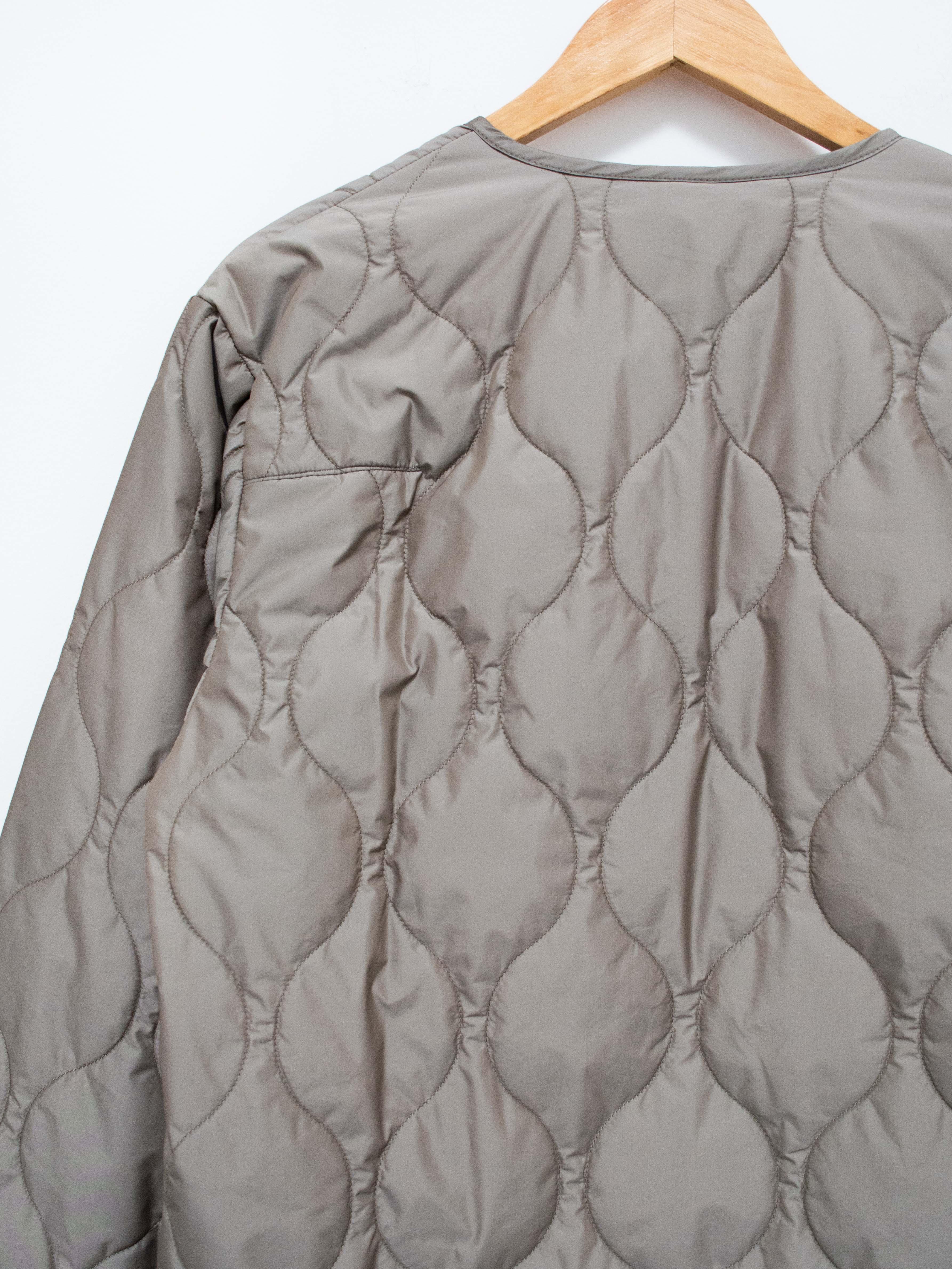 Collarless Lightweight Quilted Jacket - Olive