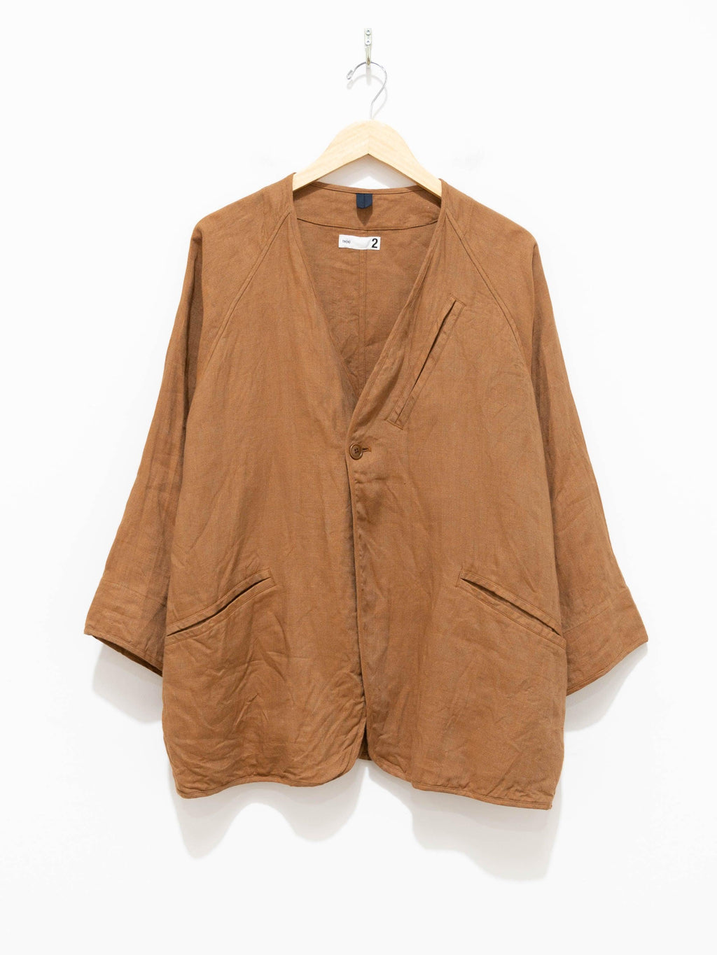 Namu Shop - ts(s) Linen Chambray Collarless Easy Jacket - Orange