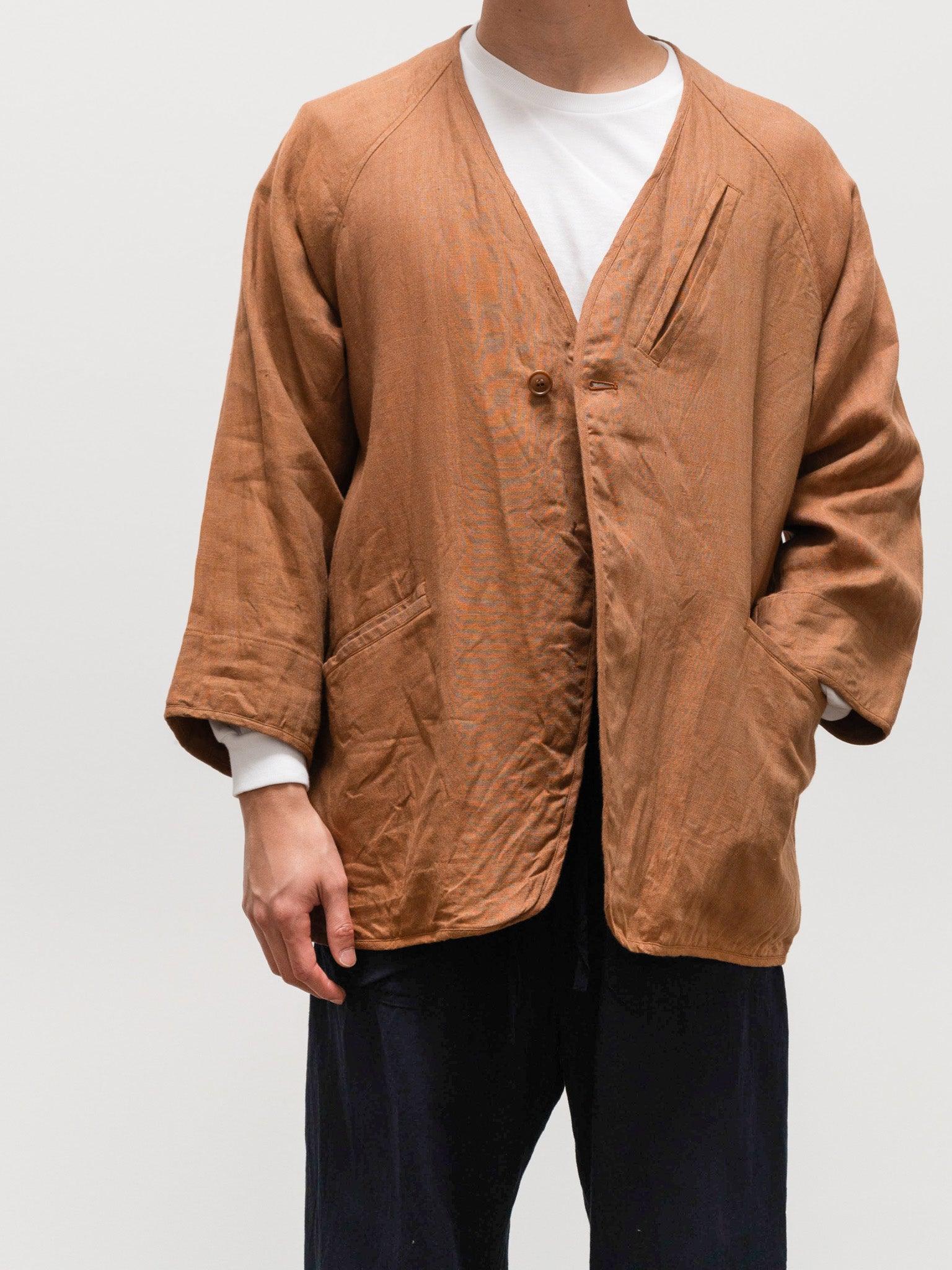 Namu Shop - ts(s) Linen Chambray Collarless Easy Jacket - Orange