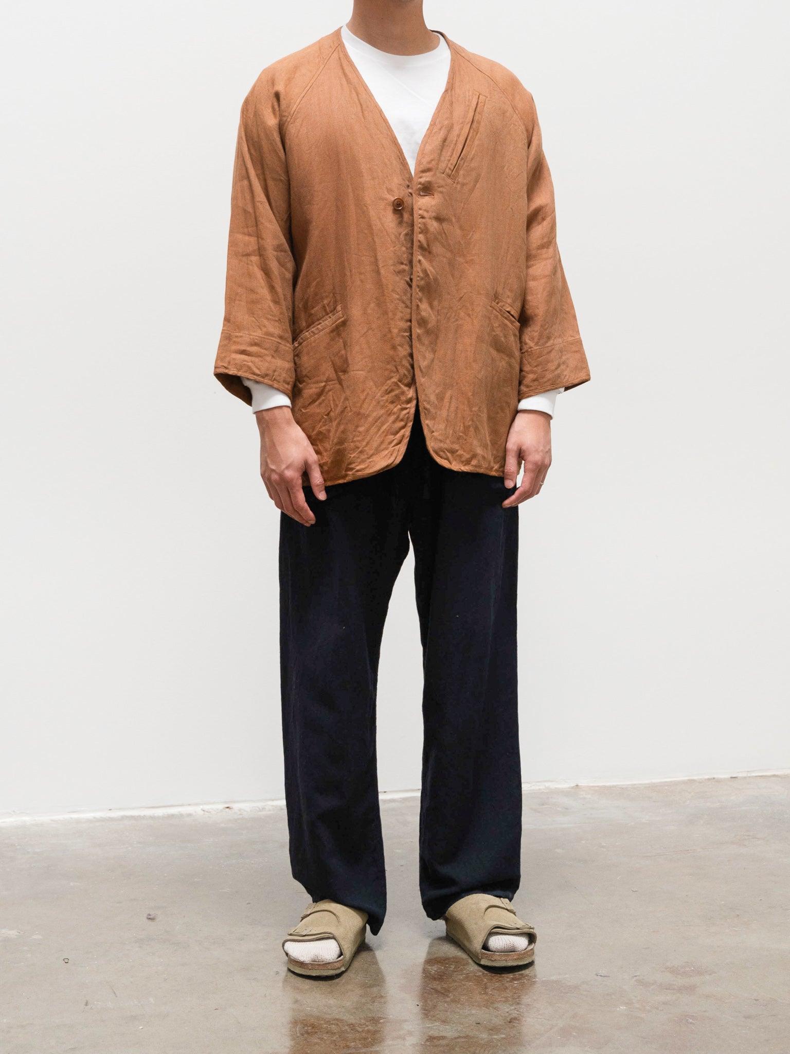 Namu Shop - ts(s) Linen Chambray Collarless Easy Jacket - Orange