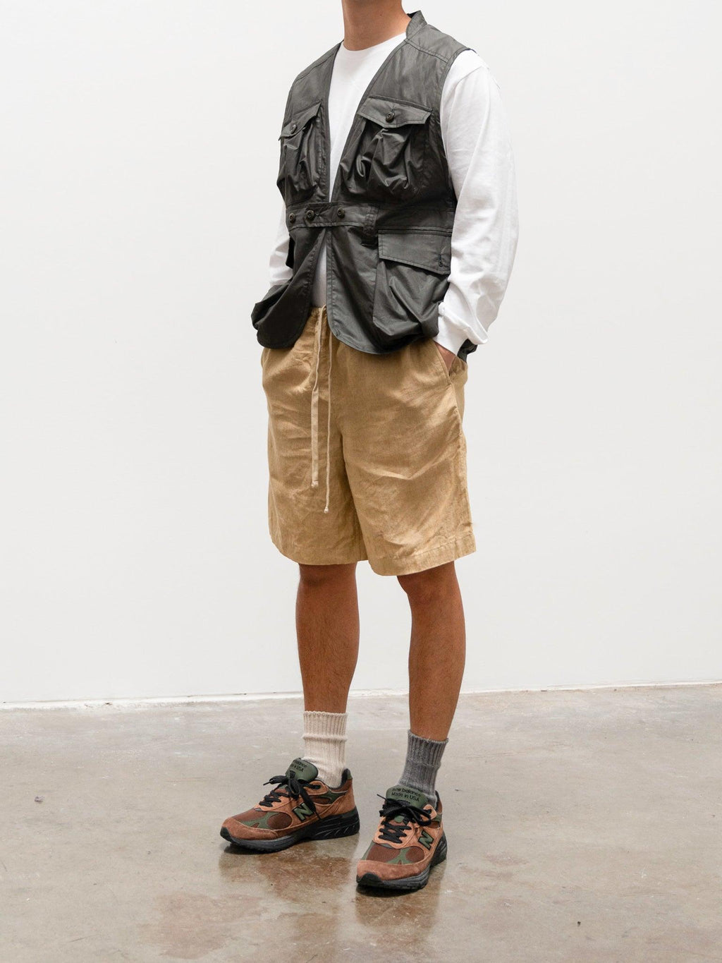 Namu Shop - ts(s) Linen Chambray Drawstring Wide Shorts - Yellow