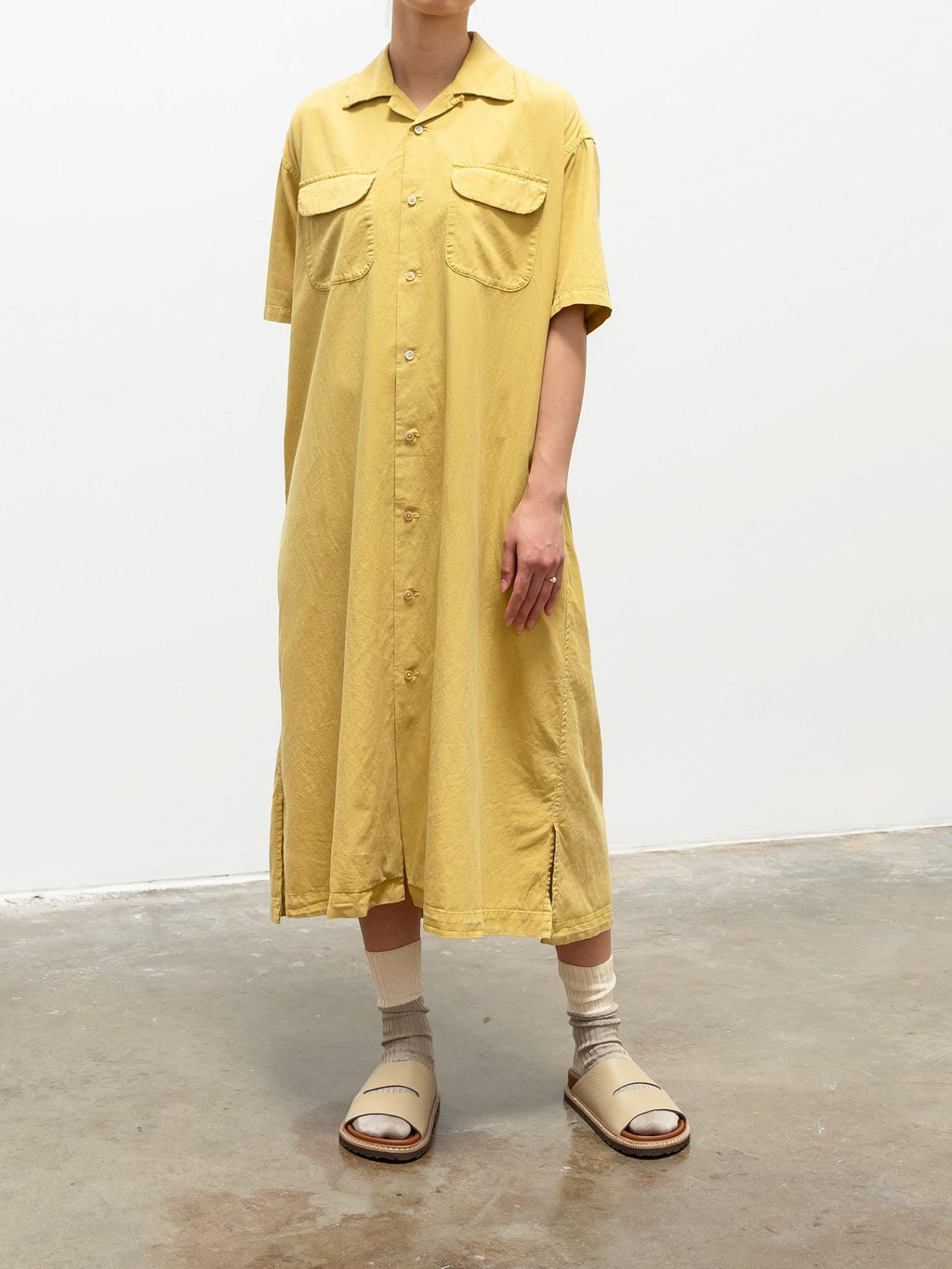 Namu Shop - ts(s) Lyocell Co/Li Round Flap Pocket Shirt Dress - Yellow