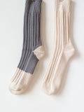 Namu Shop - ts(s) Mix and Match Cotton Rib Sock - Gray/Natural