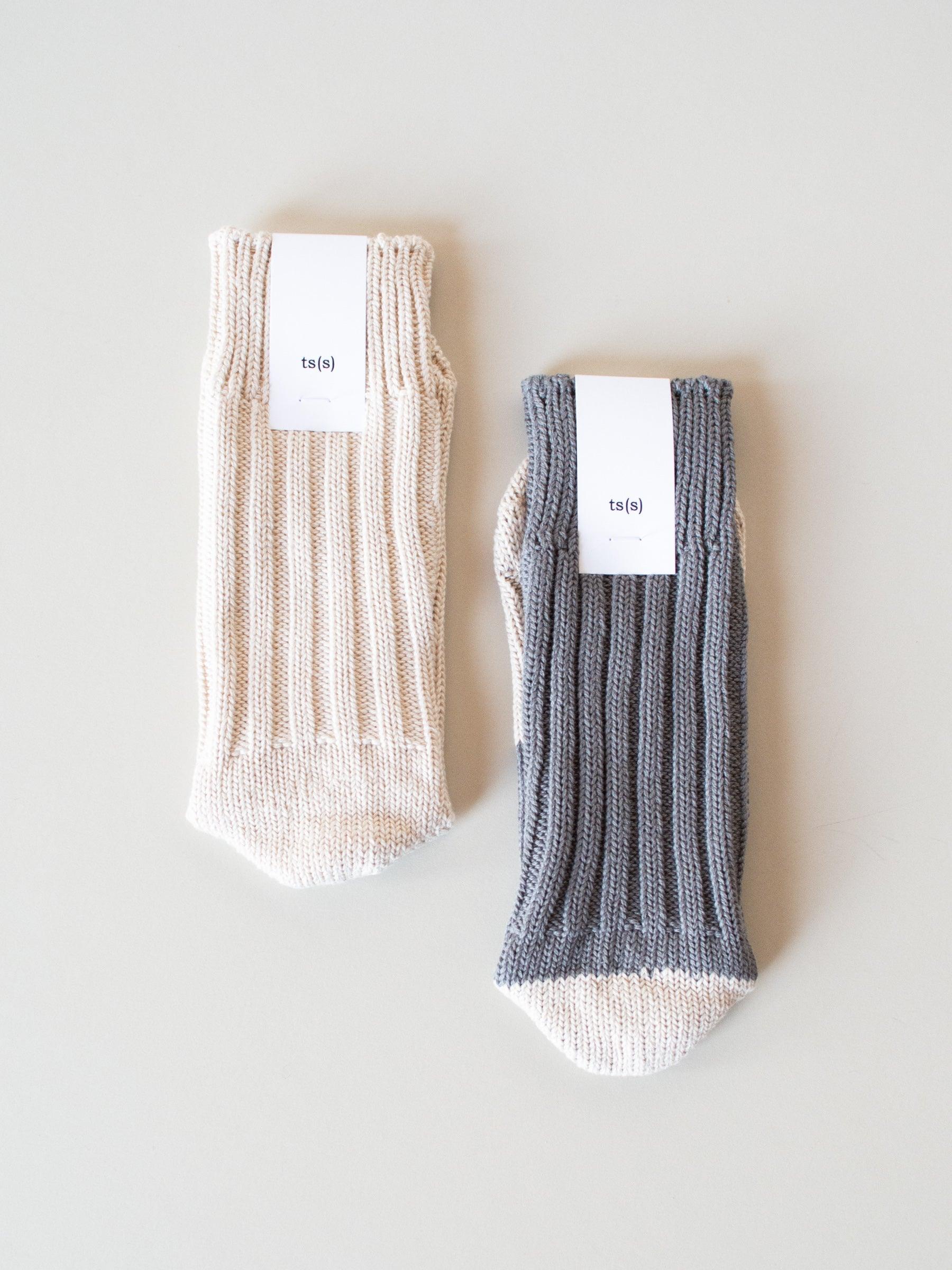 Namu Shop - ts(s) Mix and Match Cotton Rib Sock - Gray/Natural