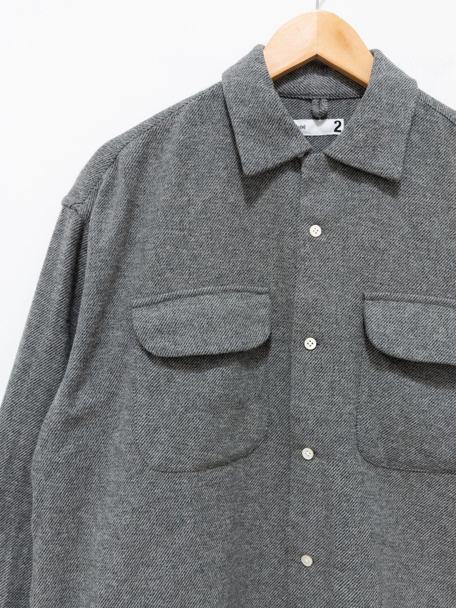 Namu Shop - ts(s) Mixed Color Cotton Round Flap Pocket Baggy Shirt - Gray