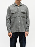Namu Shop - ts(s) Mixed Color Cotton Round Flap Pocket Baggy Shirt - Gray
