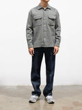 Namu Shop - ts(s) Mixed Color Cotton Round Flap Pocket Baggy Shirt - Gray