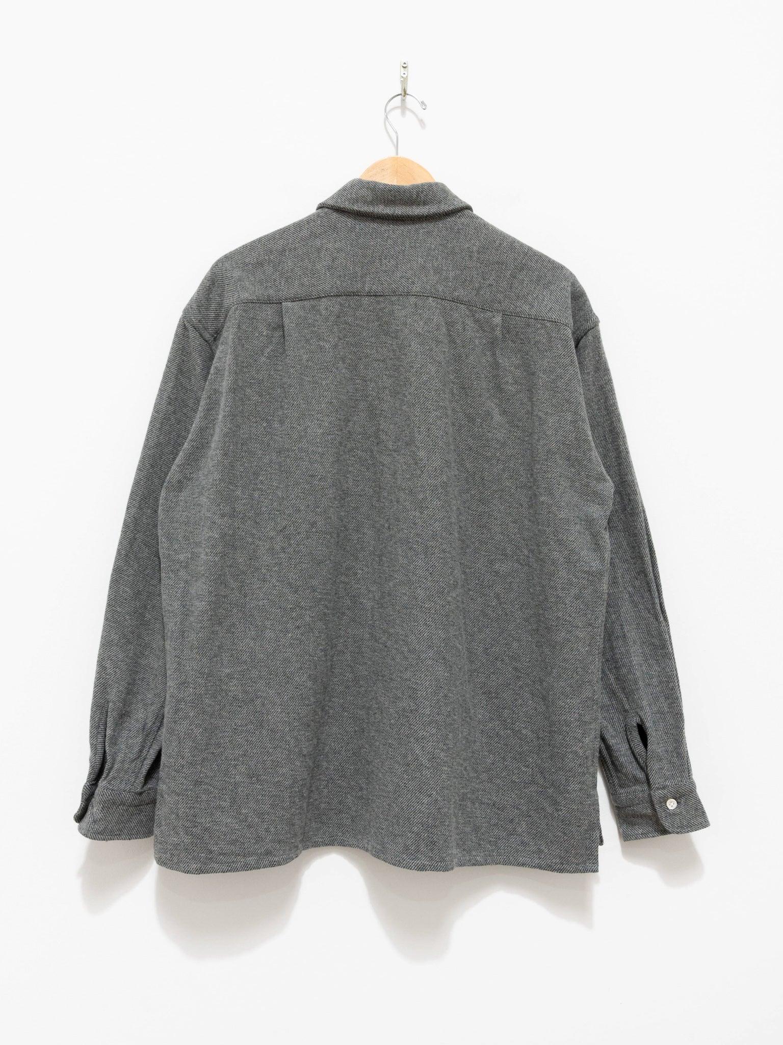 Namu Shop - ts(s) Mixed Color Cotton Round Flap Pocket Baggy Shirt - Gray