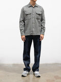 Namu Shop - ts(s) Mixed Color Cotton Round Flap Pocket Baggy Shirt - Khaki