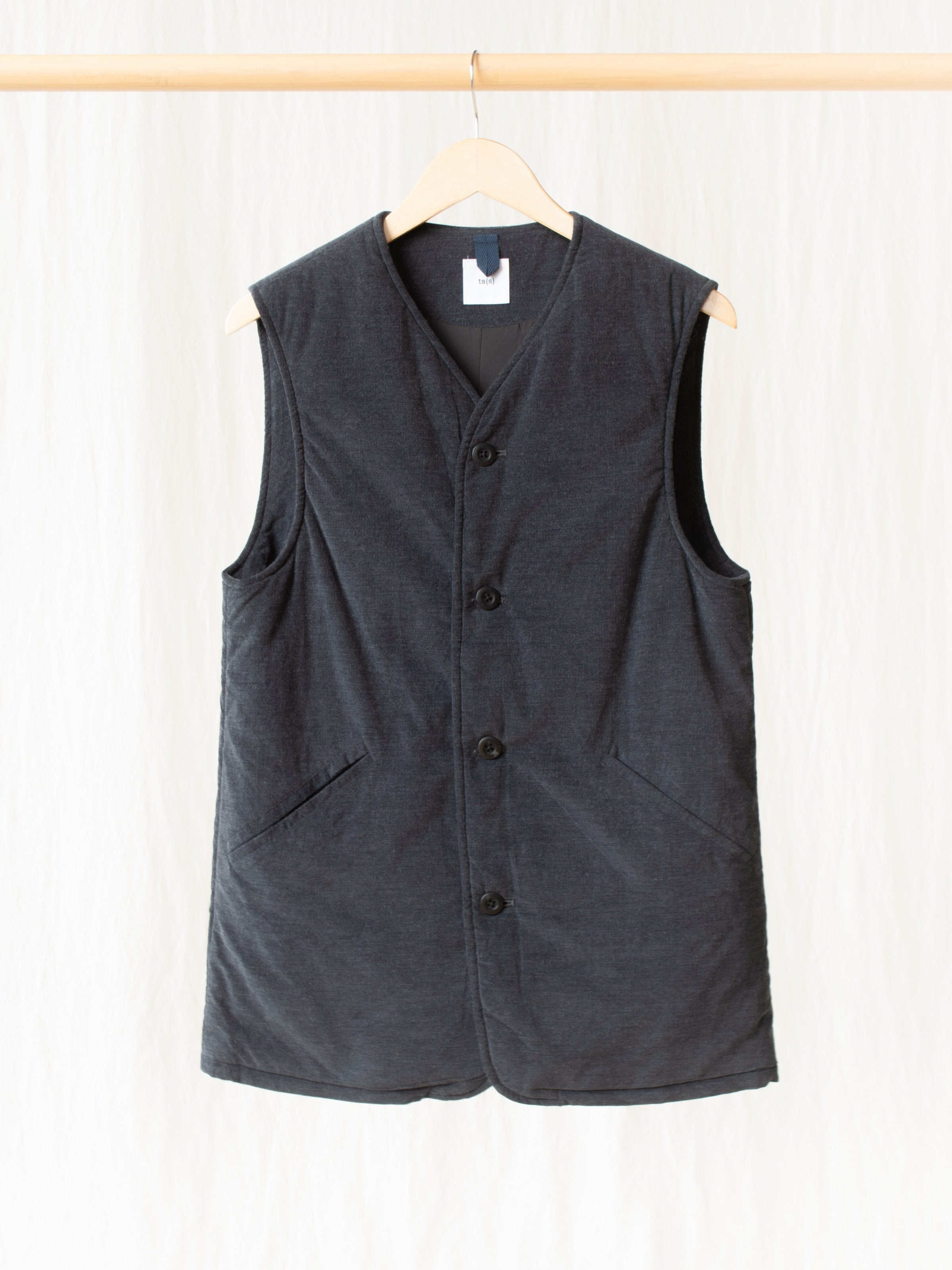 Namu Shop - ts(s) Padded Long Vest - Charcoal Corduroy Wale