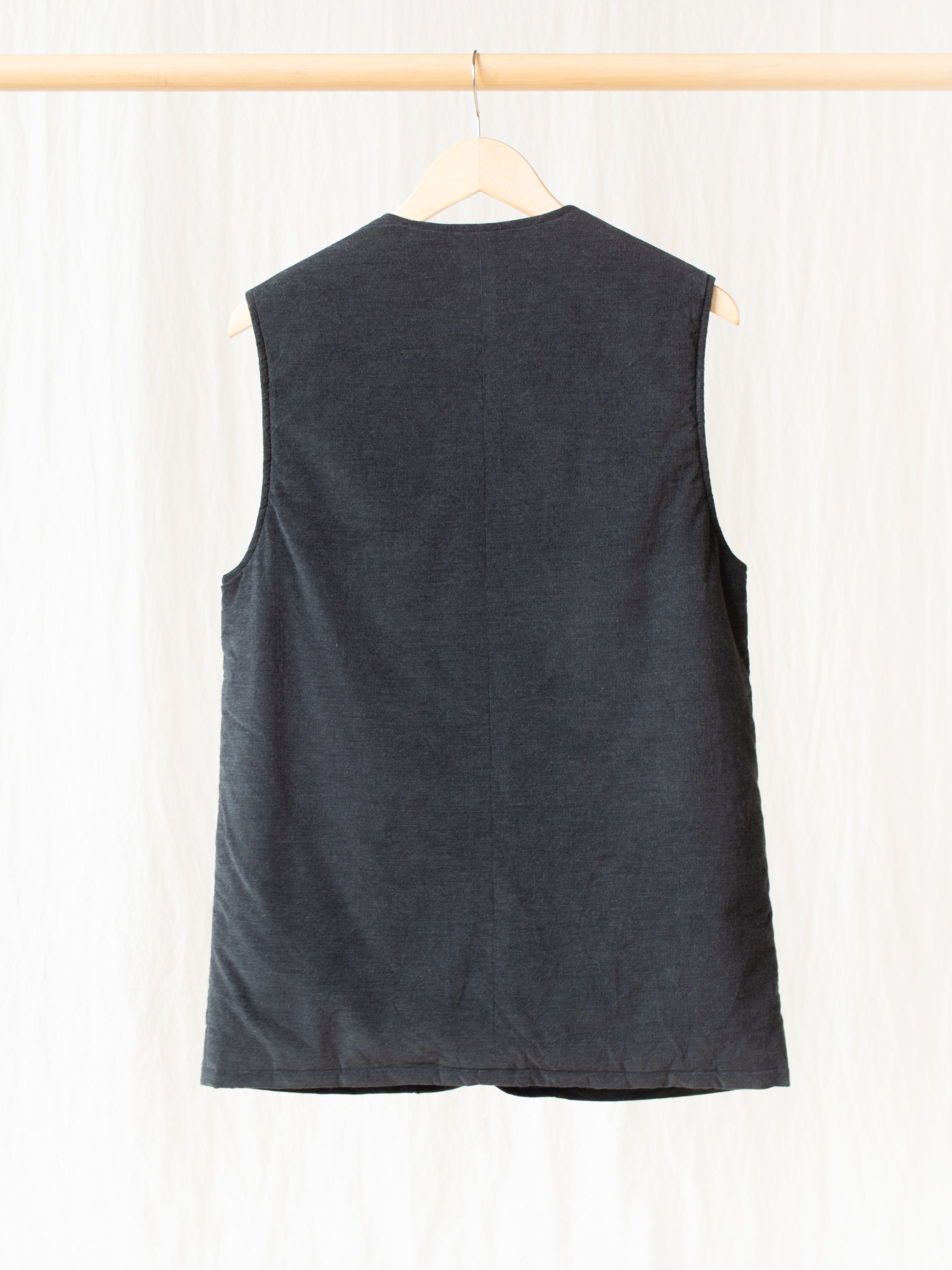 Namu Shop - ts(s) Padded Long Vest - Charcoal Corduroy Wale