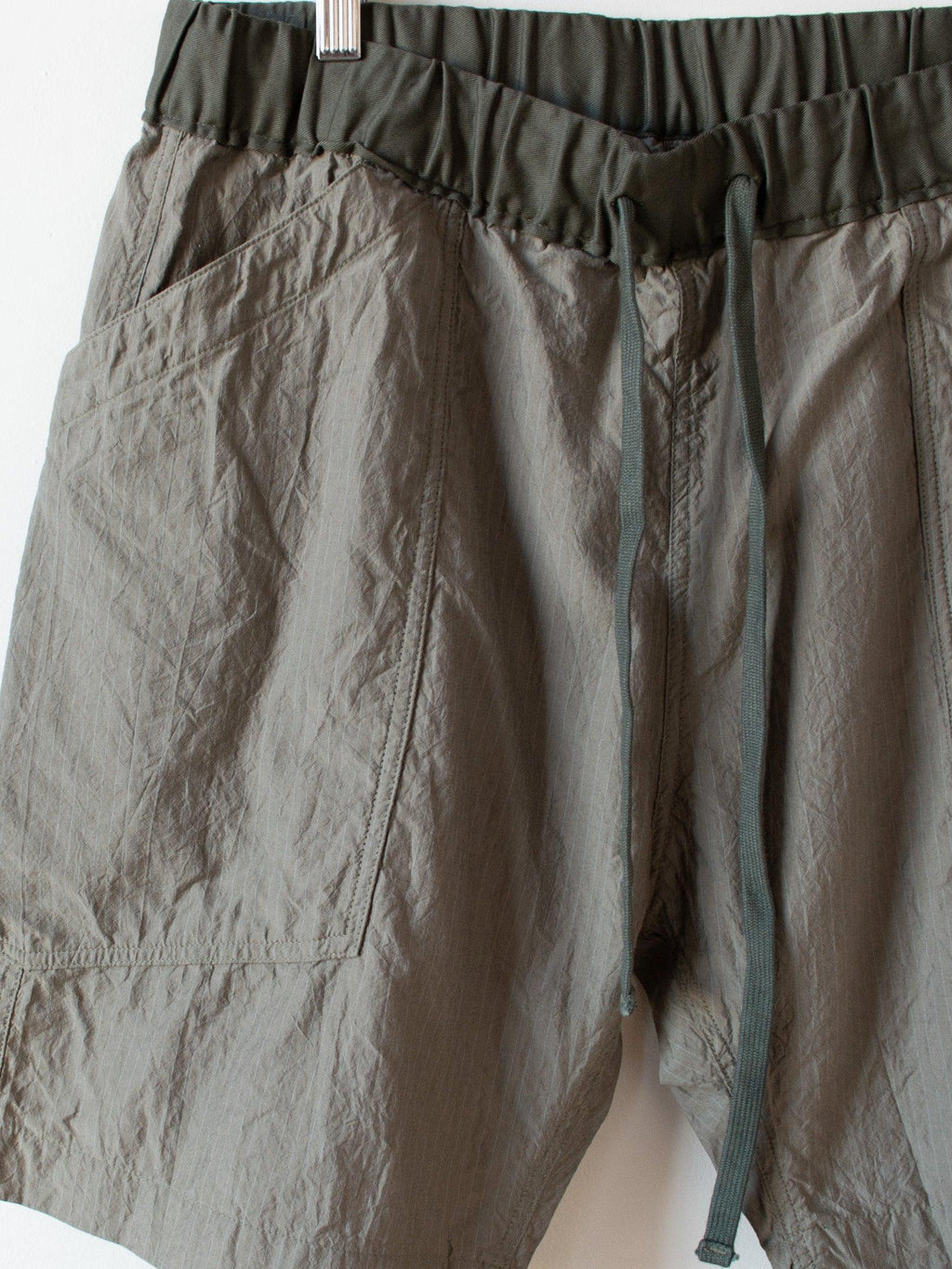 Namu Shop - ts(s) Pin Stripe Cotton Silk Loose Fit Shorts - Khaki