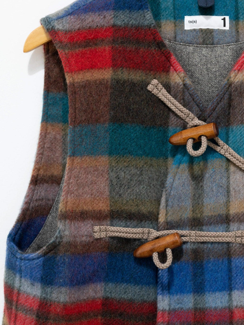 Namu Shop - ts(s) Pitch Plaid Shaggy Wool Toggle Vest