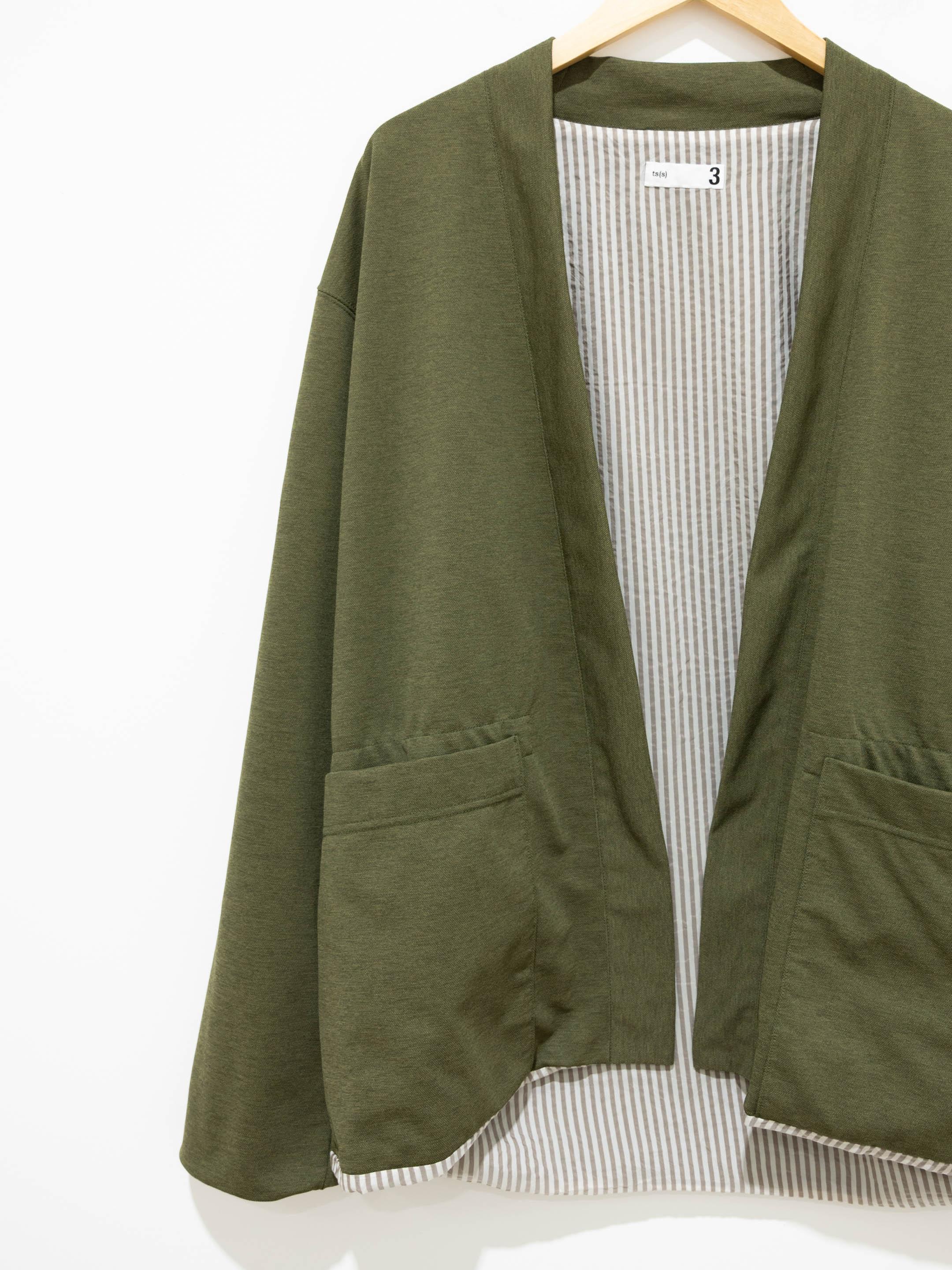 Namu Shop - ts(s) Poly Pique Jersey Lined Easy Cardigan - Olive