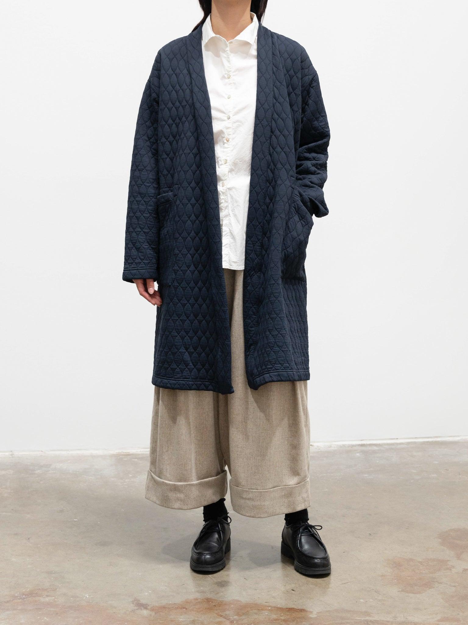 Namu Shop - ts(s) Poly Quilt Jacquard Jersey Easy Cardigan Coat - Navy