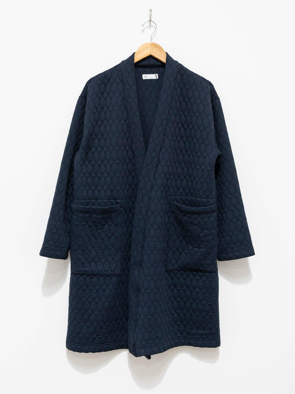 Namu Shop - ts(s) Poly Quilt Jacquard Jersey Easy Cardigan Coat - Navy
