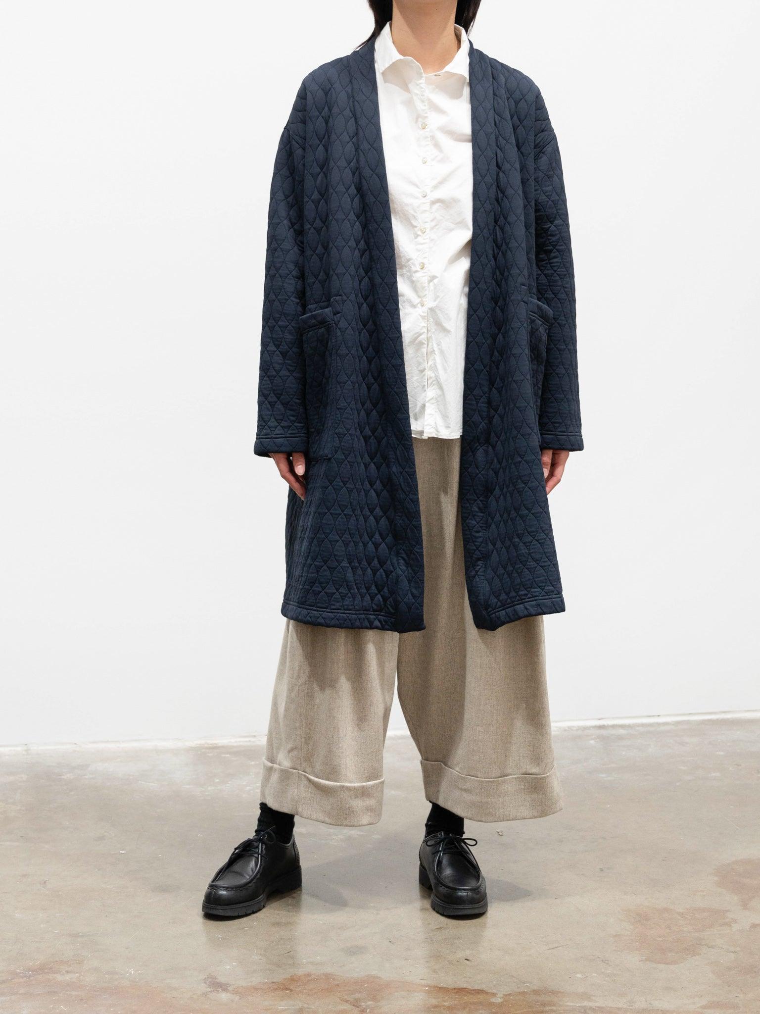 Namu Shop - ts(s) Poly Quilt Jacquard Jersey Easy Cardigan Coat - Navy