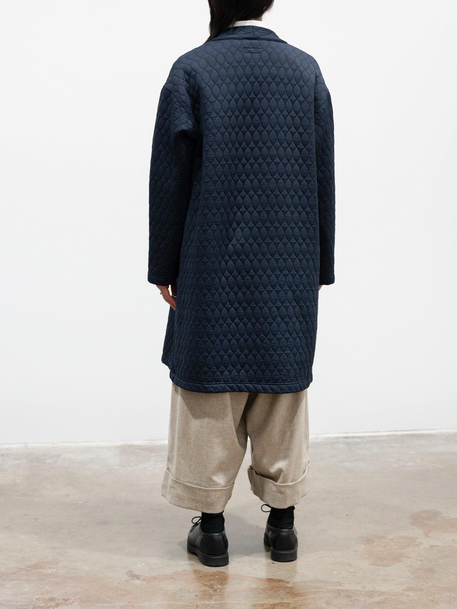 Namu Shop - ts(s) Poly Quilt Jacquard Jersey Easy Cardigan Coat - Navy