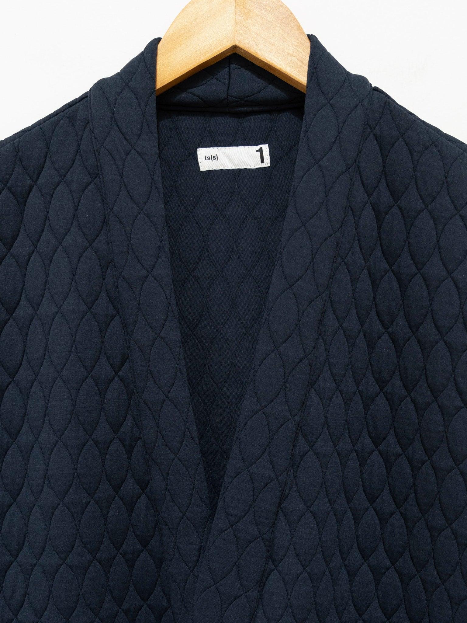 Namu Shop - ts(s) Poly Quilt Jacquard Jersey Easy Cardigan Coat - Navy