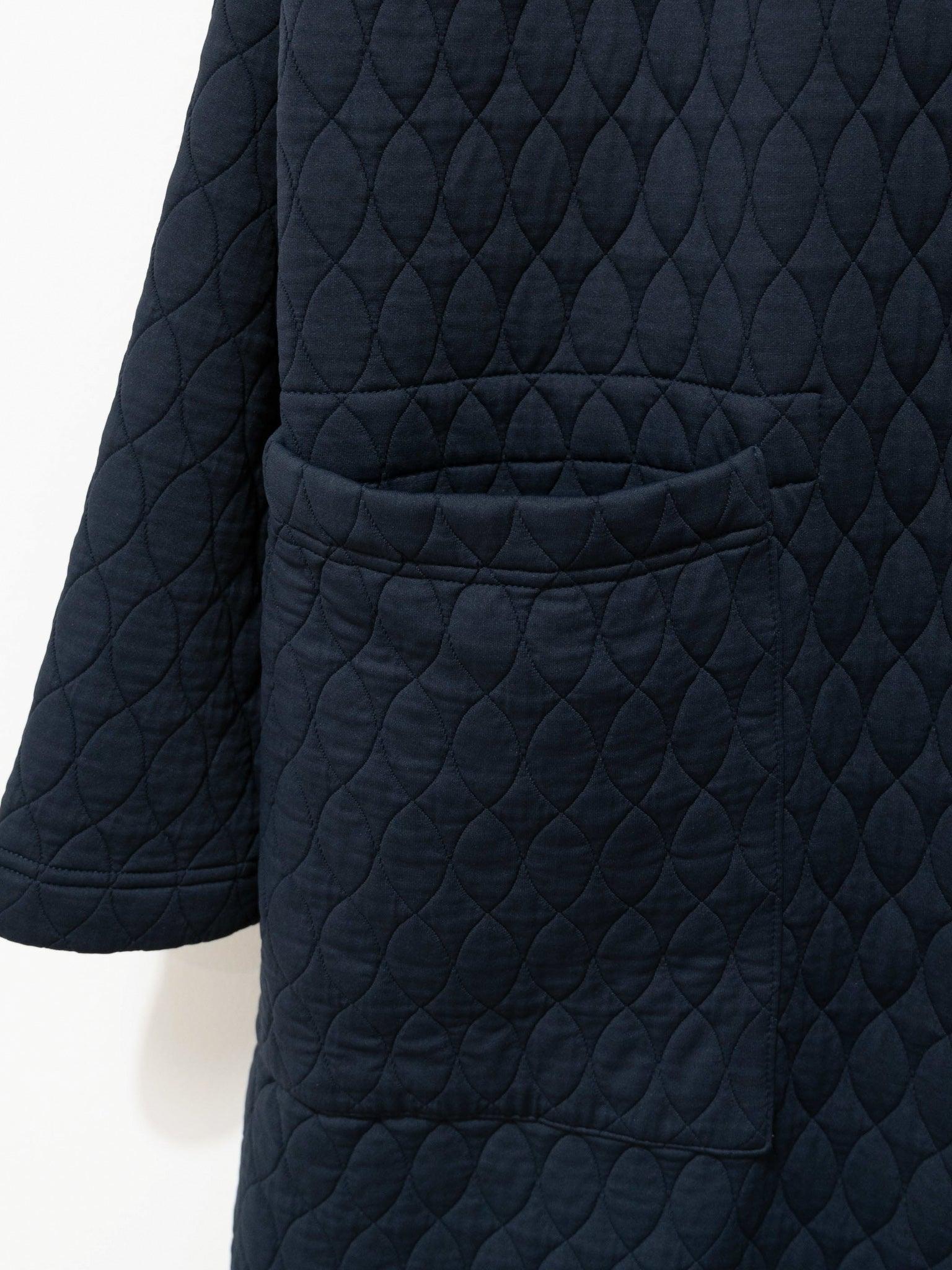 Namu Shop - ts(s) Poly Quilt Jacquard Jersey Easy Cardigan Coat - Navy
