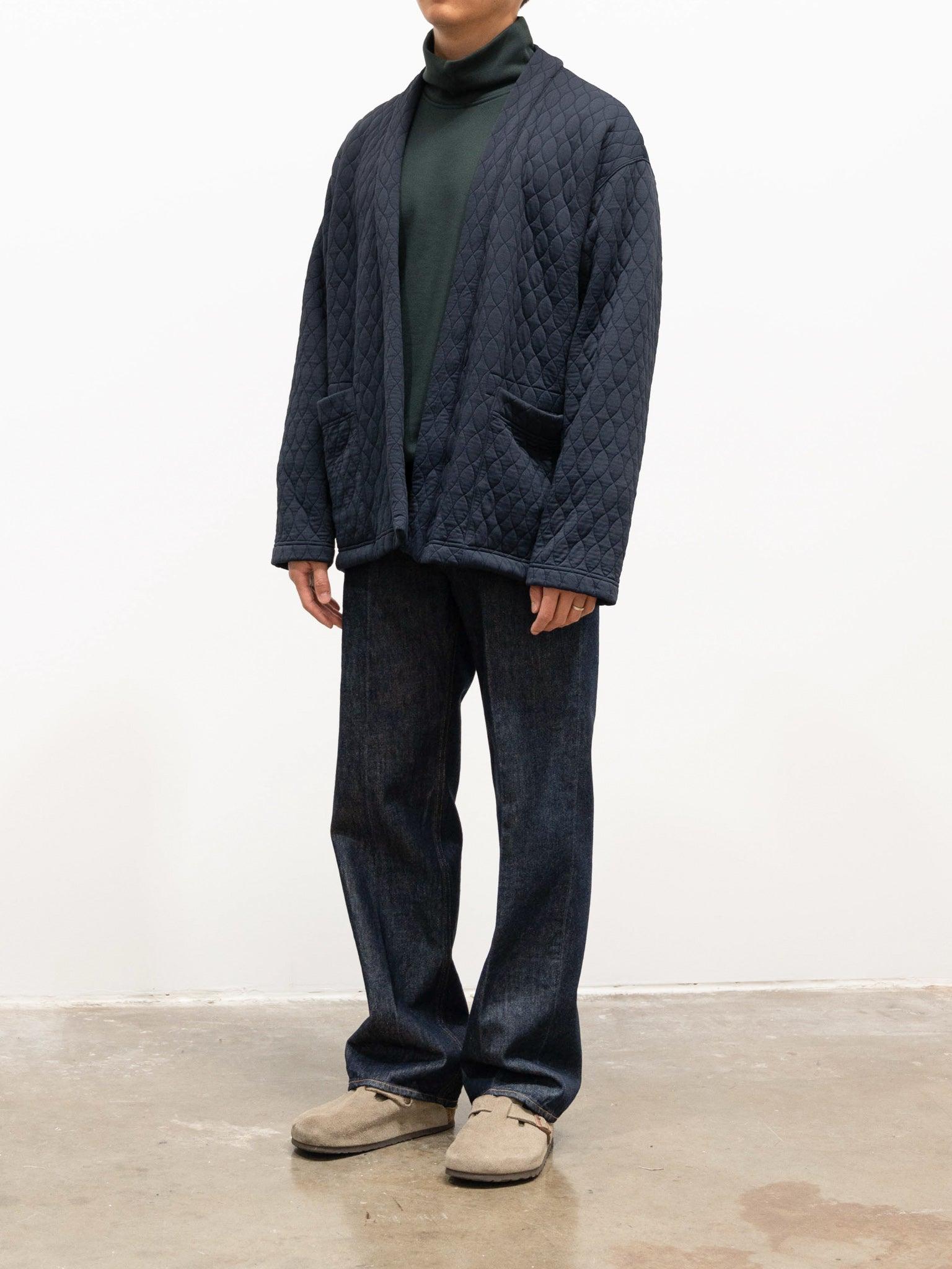 Namu Shop - ts(s) Poly Quilt Jacquard Jersey Easy Cardigan - Navy