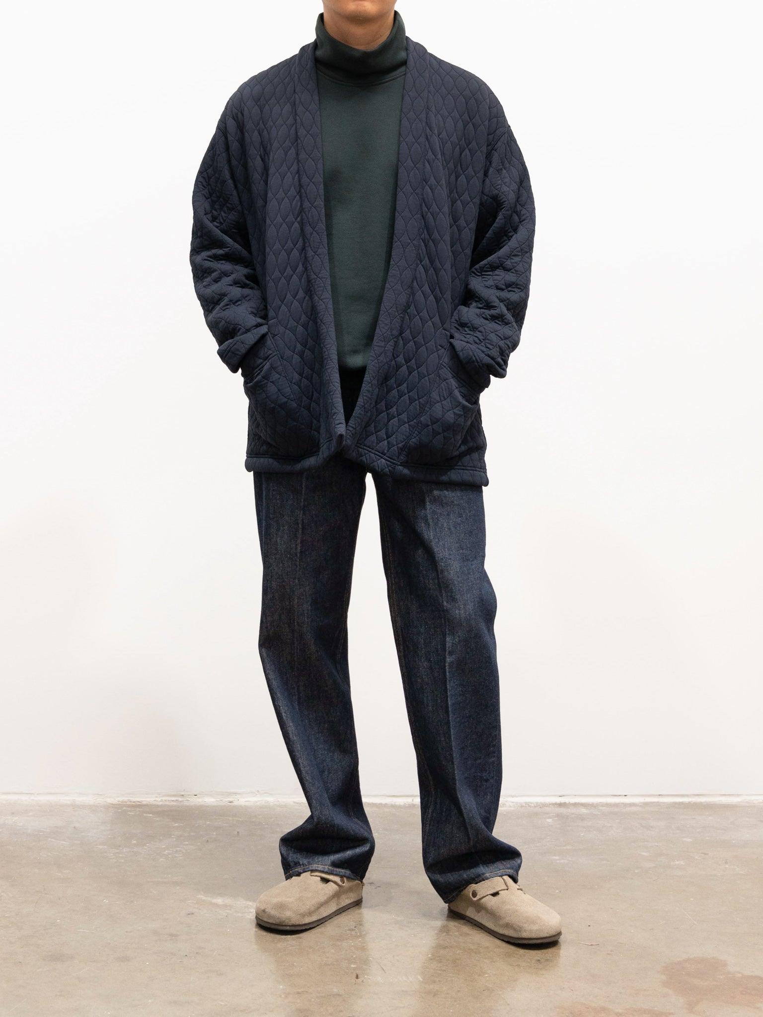 Namu Shop - ts(s) Poly Quilt Jacquard Jersey Easy Cardigan - Navy