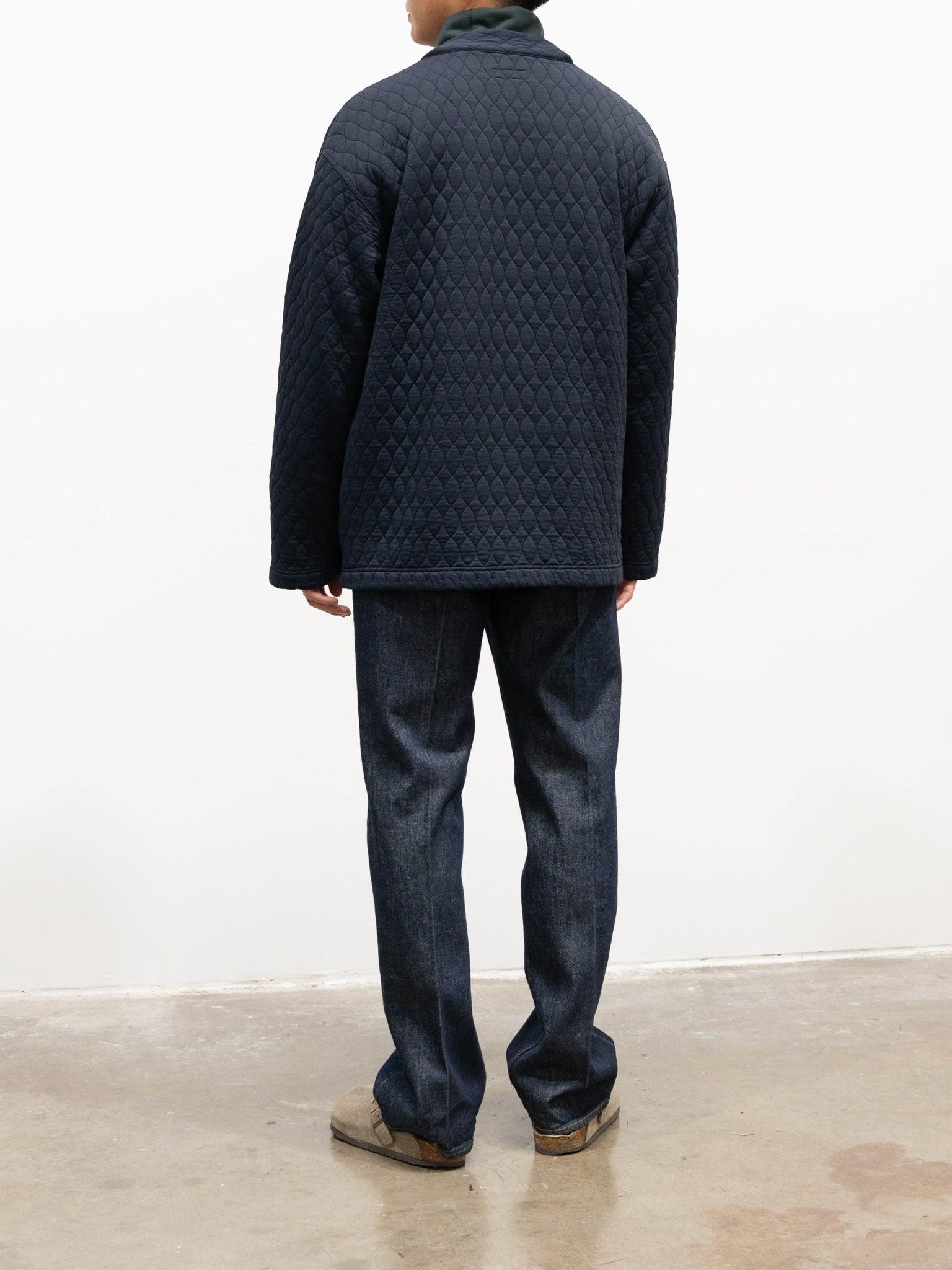 Namu Shop - ts(s) Poly Quilt Jacquard Jersey Easy Cardigan - Navy