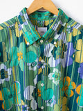 Namu Shop - ts(s) Retro Flower Print S/S BD Shirt - Green