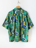 Namu Shop - ts(s) Retro Flower Print S/S BD Shirt - Green