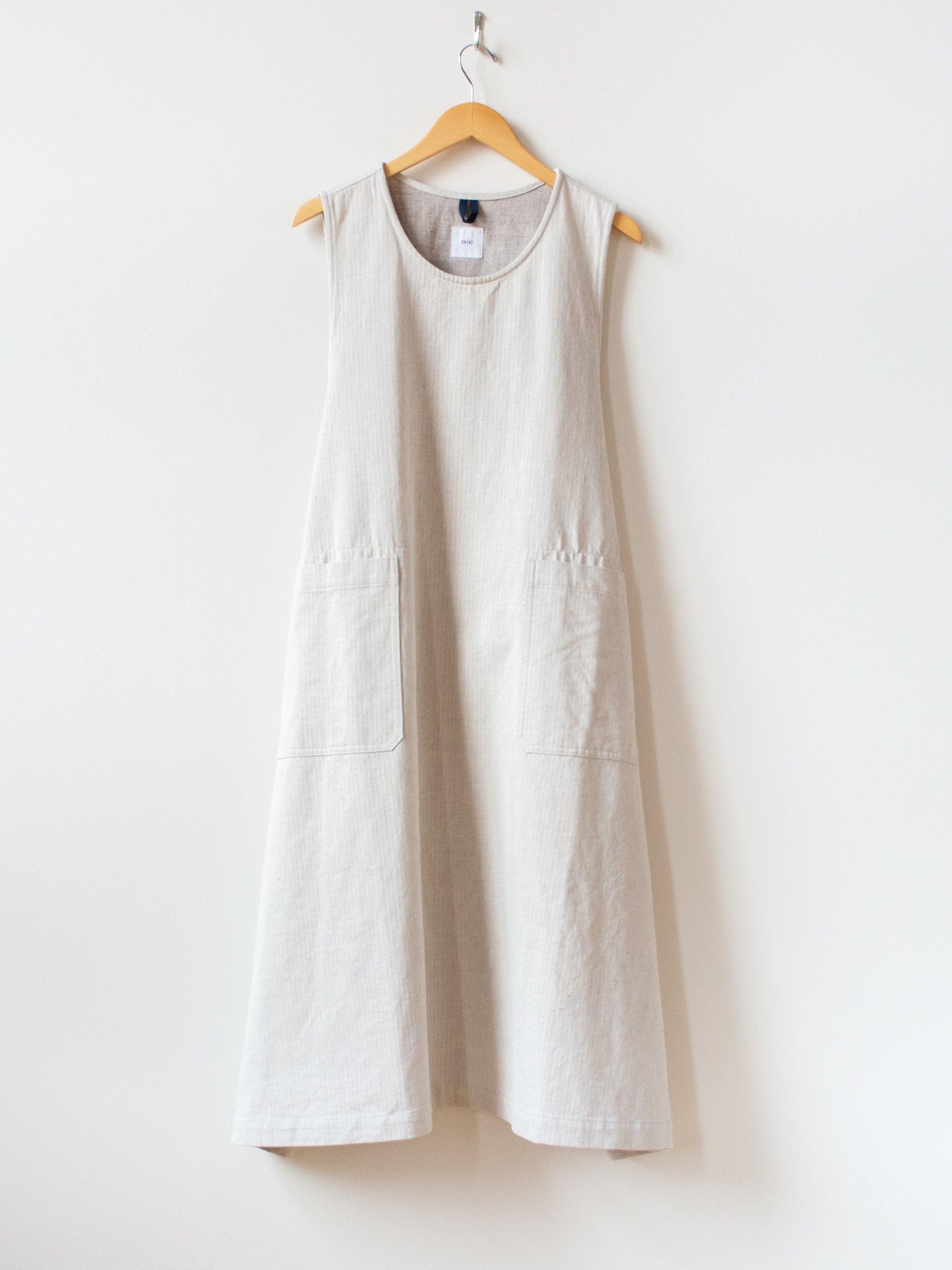 Stretch Herringbone Foldable Apron Dress - Natural Stretch Herringbone Foldable Apron Dress - Natural
