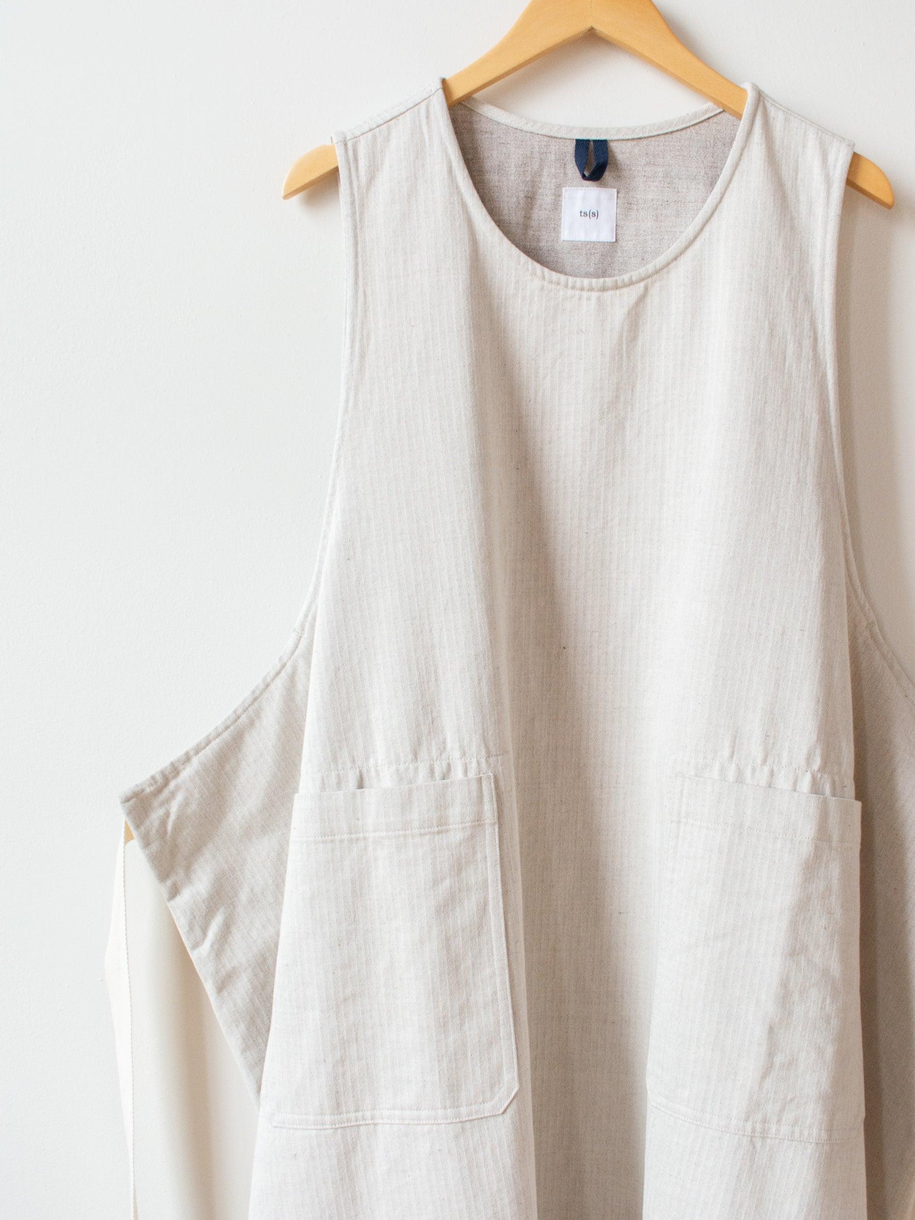 Stretch Herringbone Foldable Apron Dress - Natural Stretch Herringbone Foldable Apron Dress - Natural