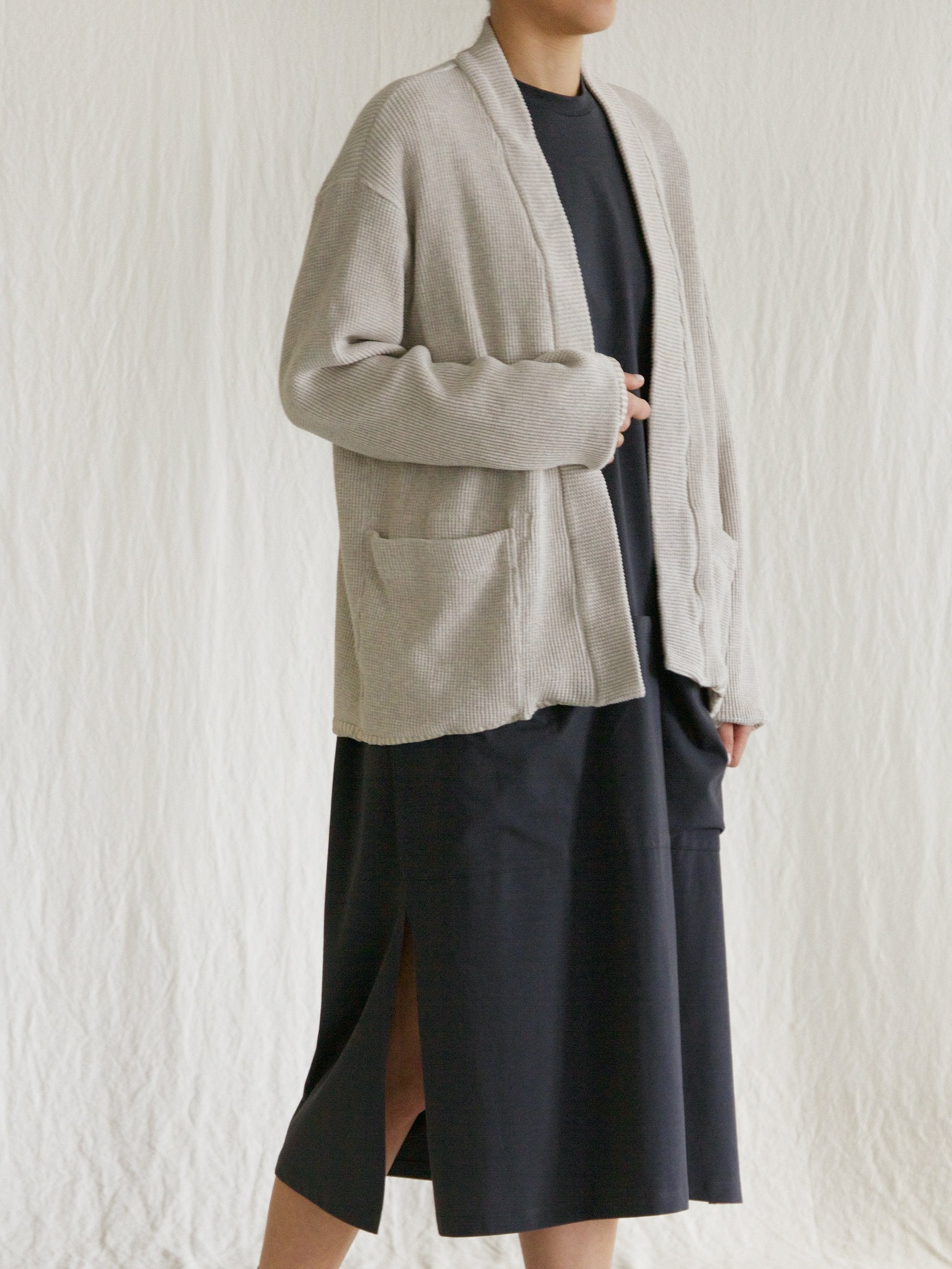 Namu Shop - ts(s) Waffle Jersey Lined Easy Cardigan (Re-stocked)