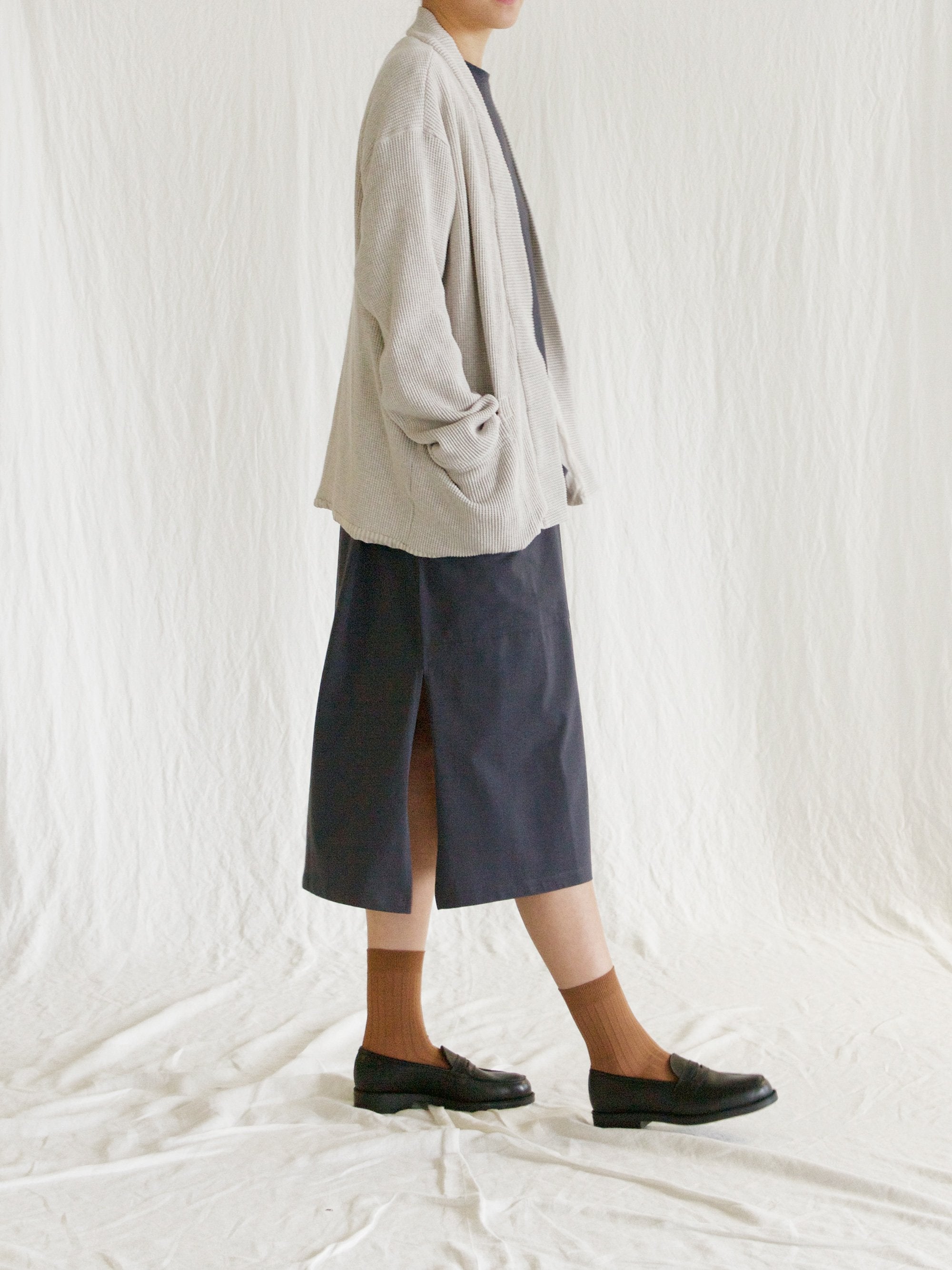 Namu Shop - ts(s) Waffle Jersey Lined Easy Cardigan (Re-stocked)