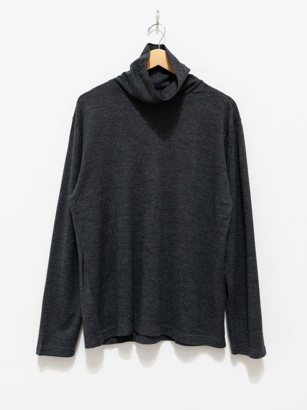 Namu Shop - ts(s) Washable Milled Wool Jersey Turtleneck Knit - Charcoal