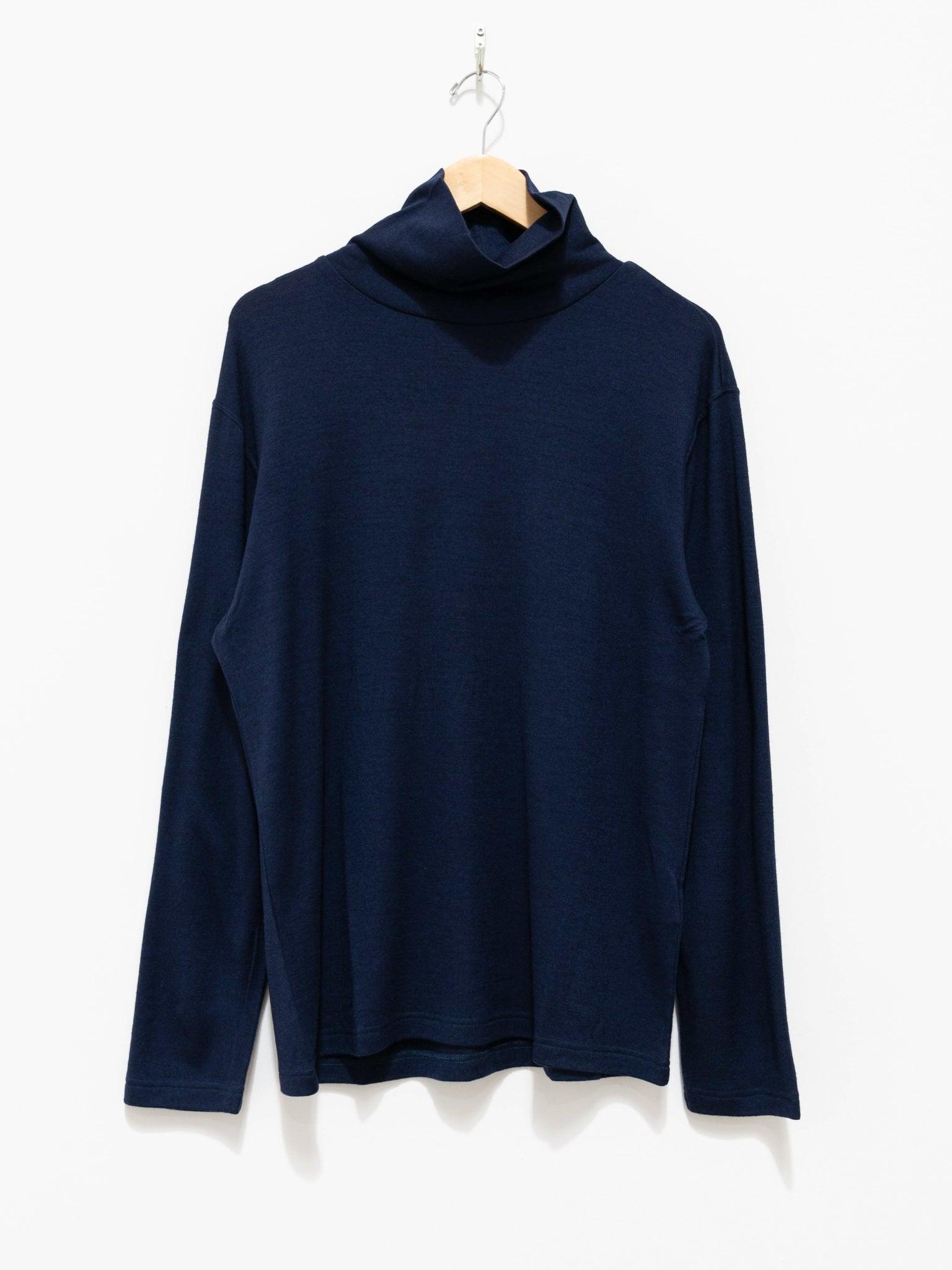 Namu Shop - ts(s) Washable Milled Wool Jersey Turtleneck Knit - Navy