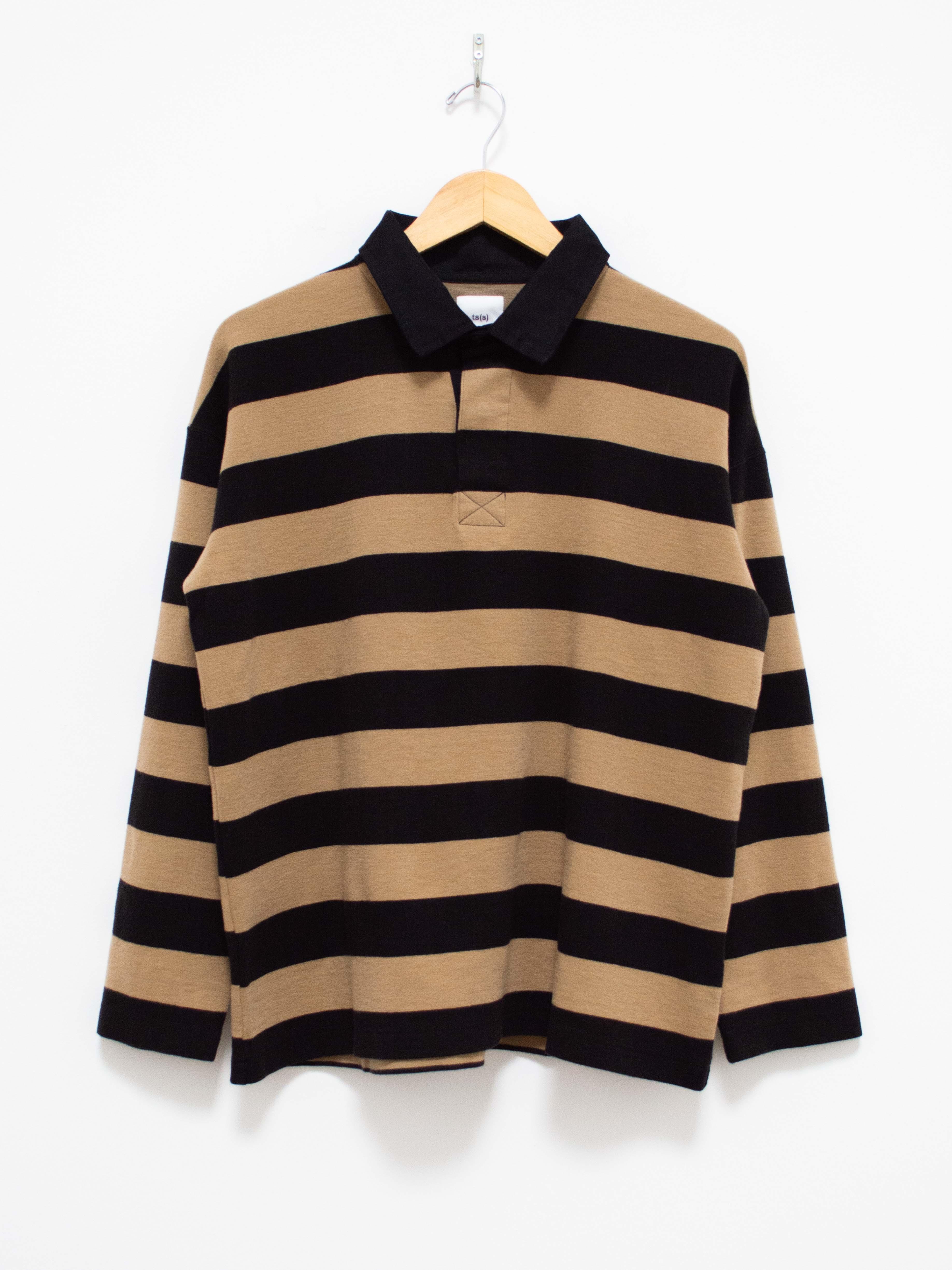 Namu Shop - ts(s) Wool Blend Ponte Jersey Rugby Shirt - Black x Beige