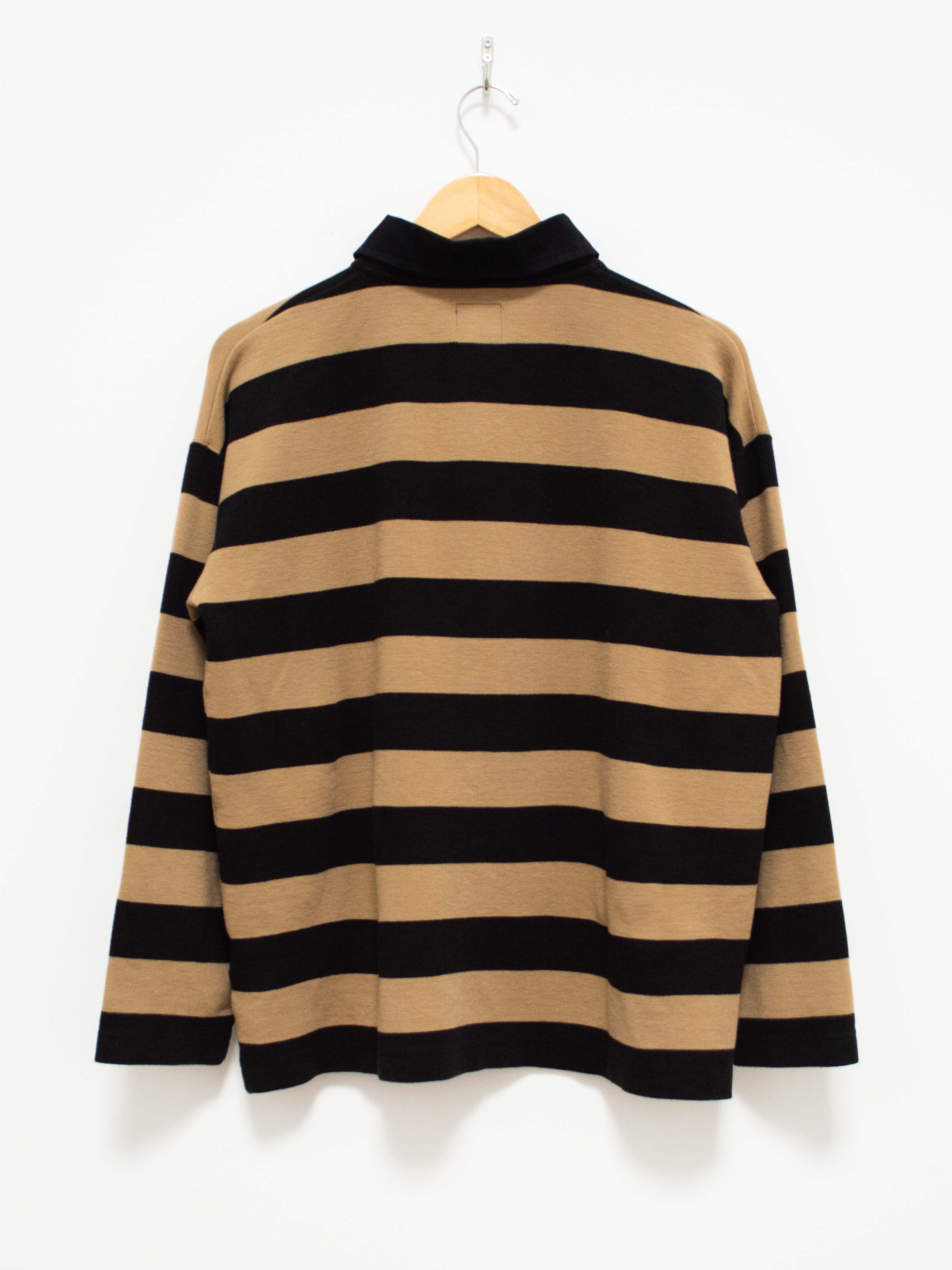 Namu Shop - ts(s) Wool Blend Ponte Jersey Rugby Shirt - Black x Beige