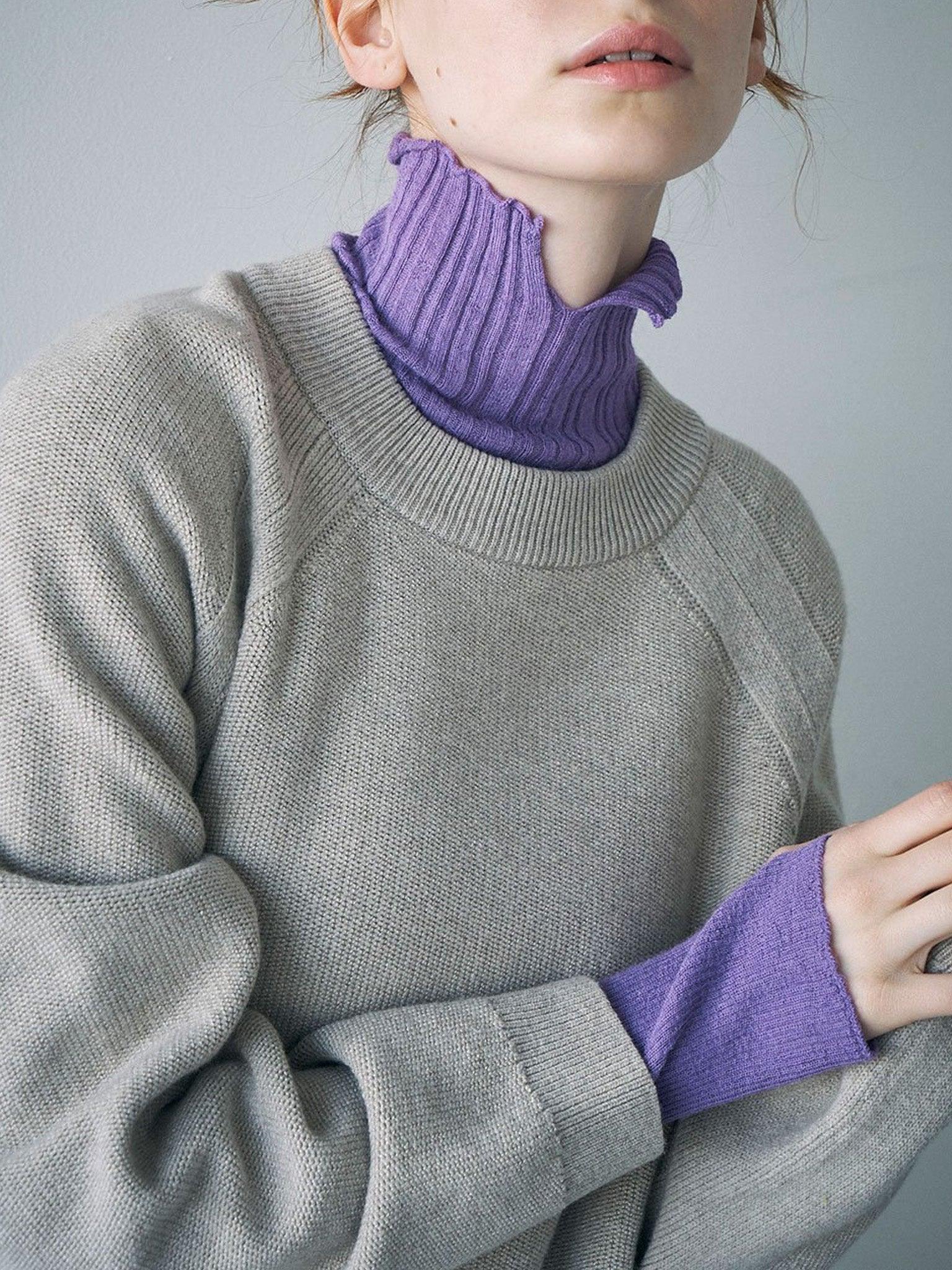 Namu Shop - Unfil Baby Suri Alpaca High Neck Sweater - Violet