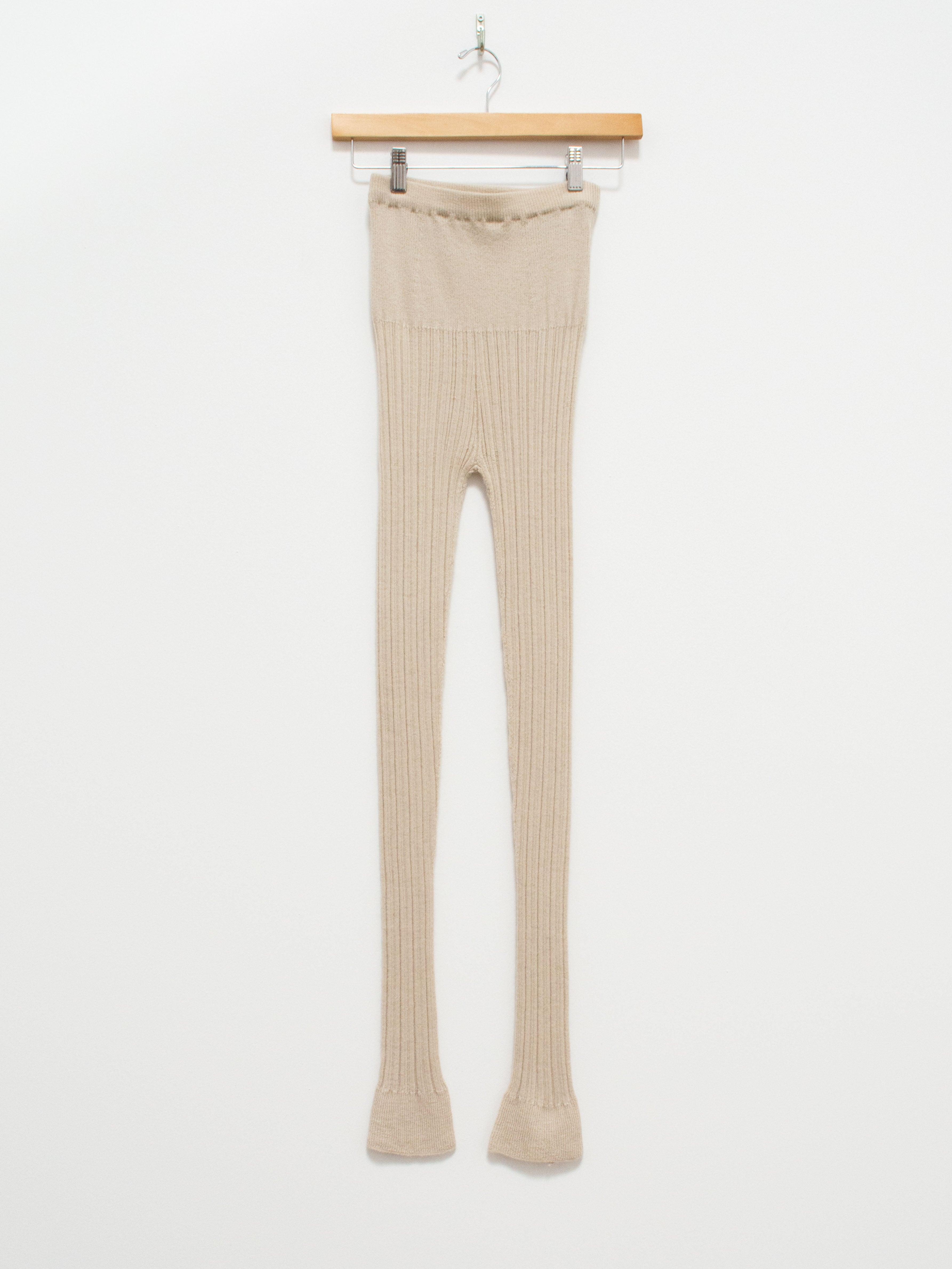 Namu Shop - Unfil Baby Suri Alpaca Ribbed Knit Leggings - Oyster White