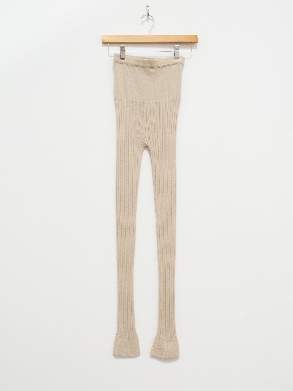 Namu Shop - Unfil Baby Suri Alpaca Ribbed Knit Leggings - Oyster White