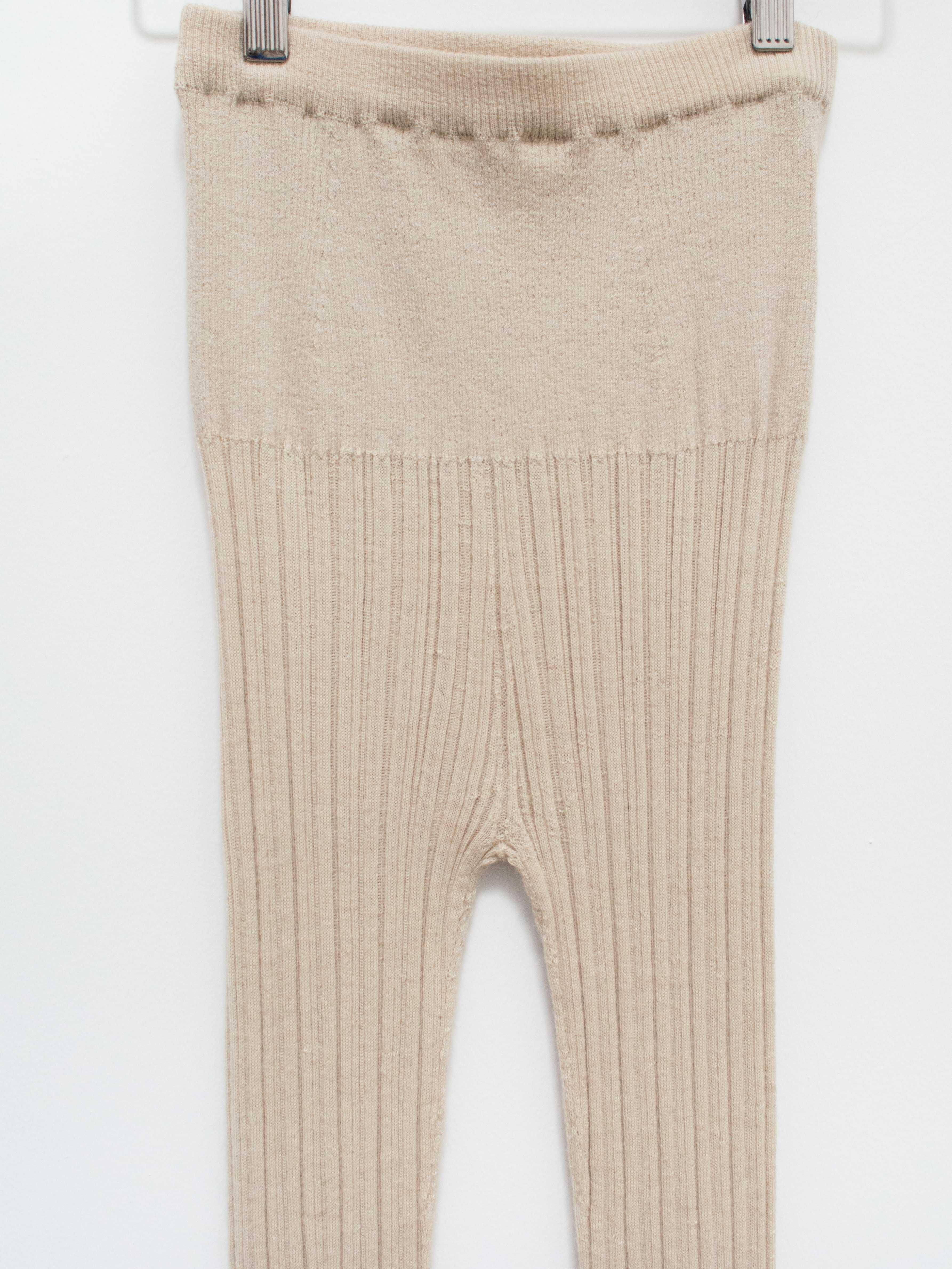 Namu Shop - Unfil Baby Suri Alpaca Ribbed Knit Leggings - Oyster White
