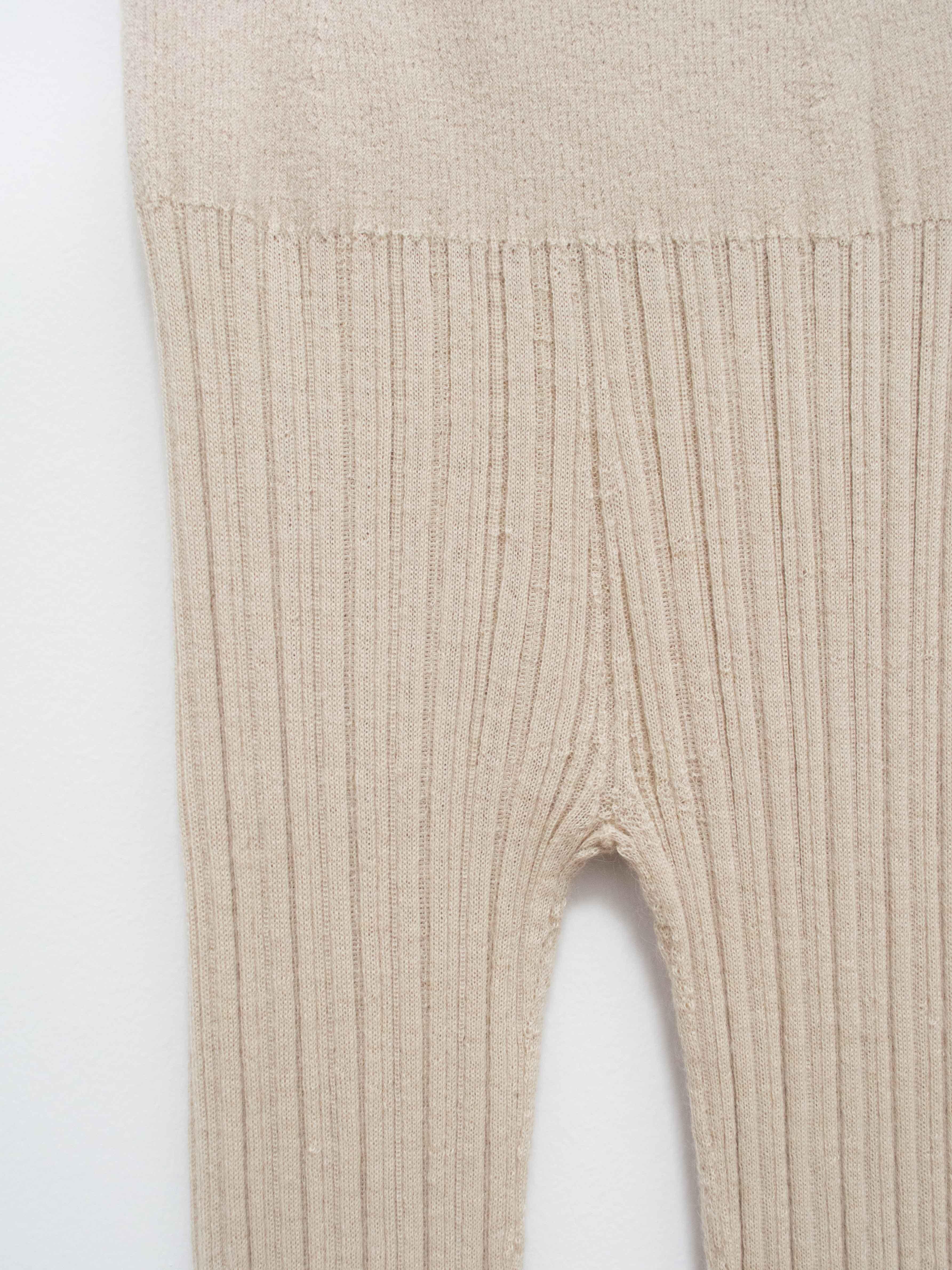 Namu Shop - Unfil Baby Suri Alpaca Ribbed Knit Leggings - Oyster White