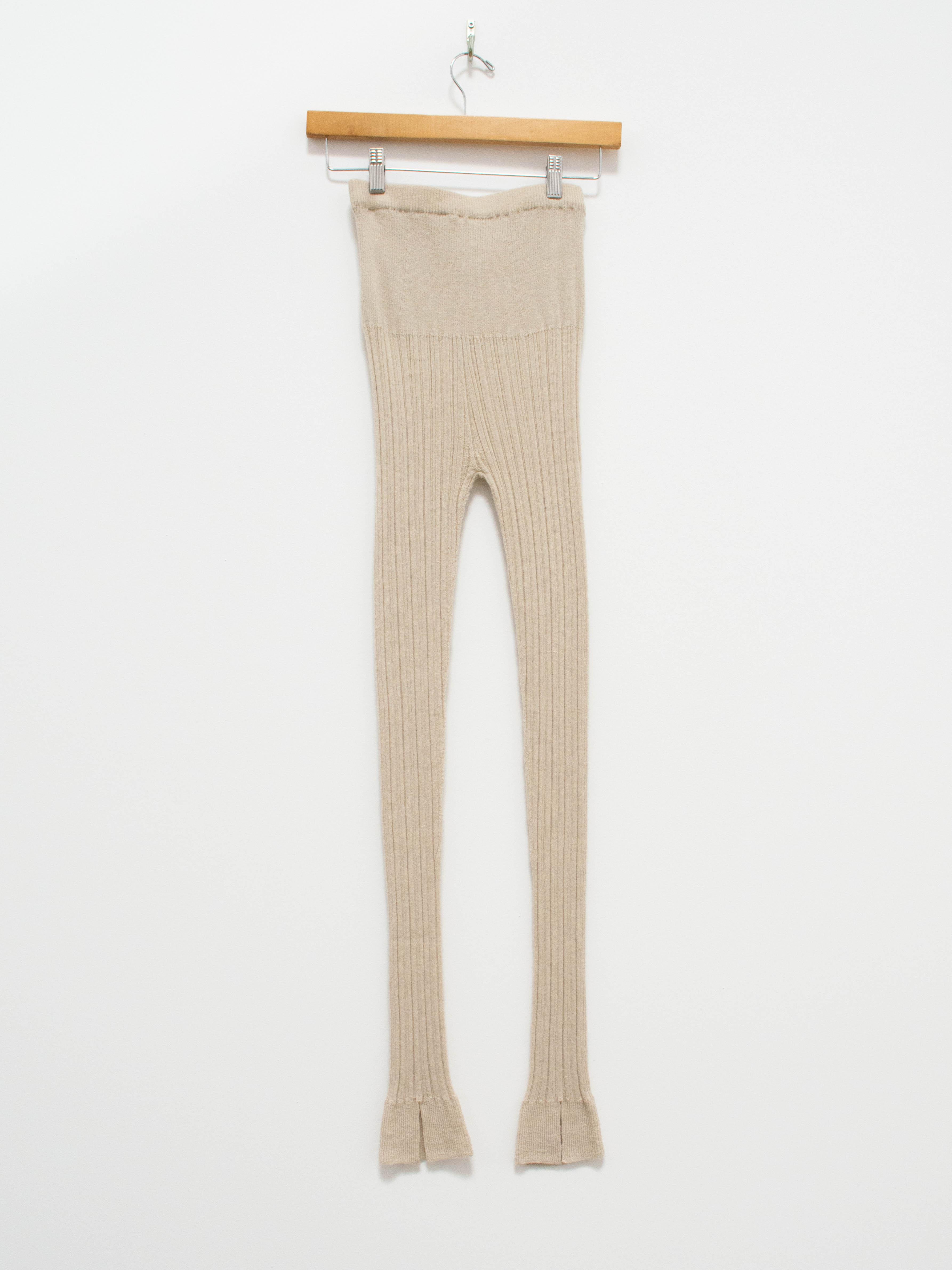 Namu Shop - Unfil Baby Suri Alpaca Ribbed Knit Leggings - Oyster White