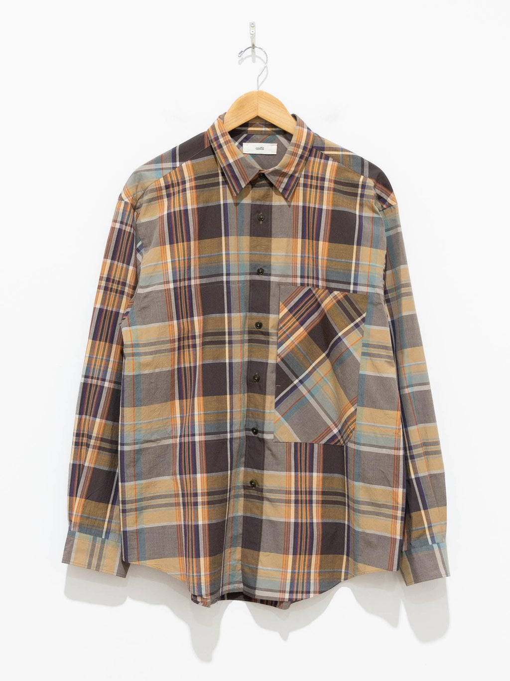 Namu Shop - Unfil Chambray Weather Cloth Overshirt - Brown Madras