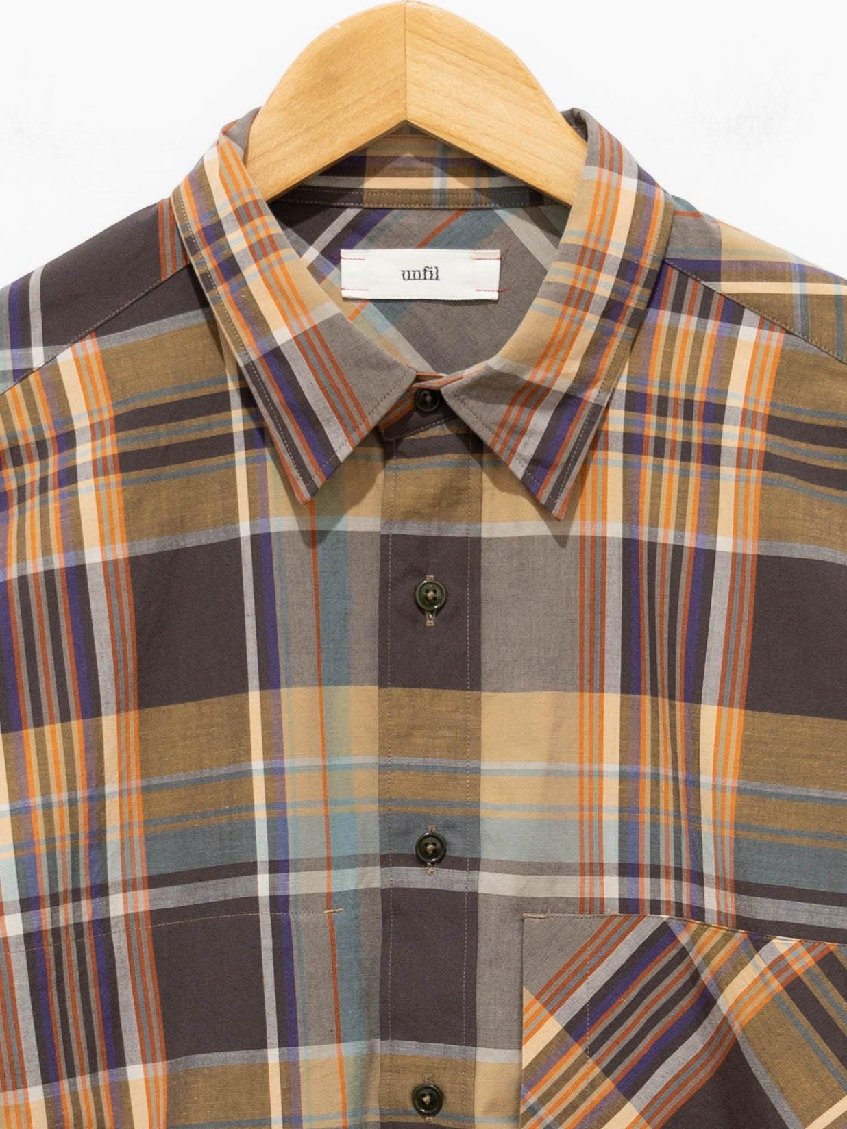 Namu Shop - Unfil Chambray Weather Cloth Overshirt - Brown Madras
